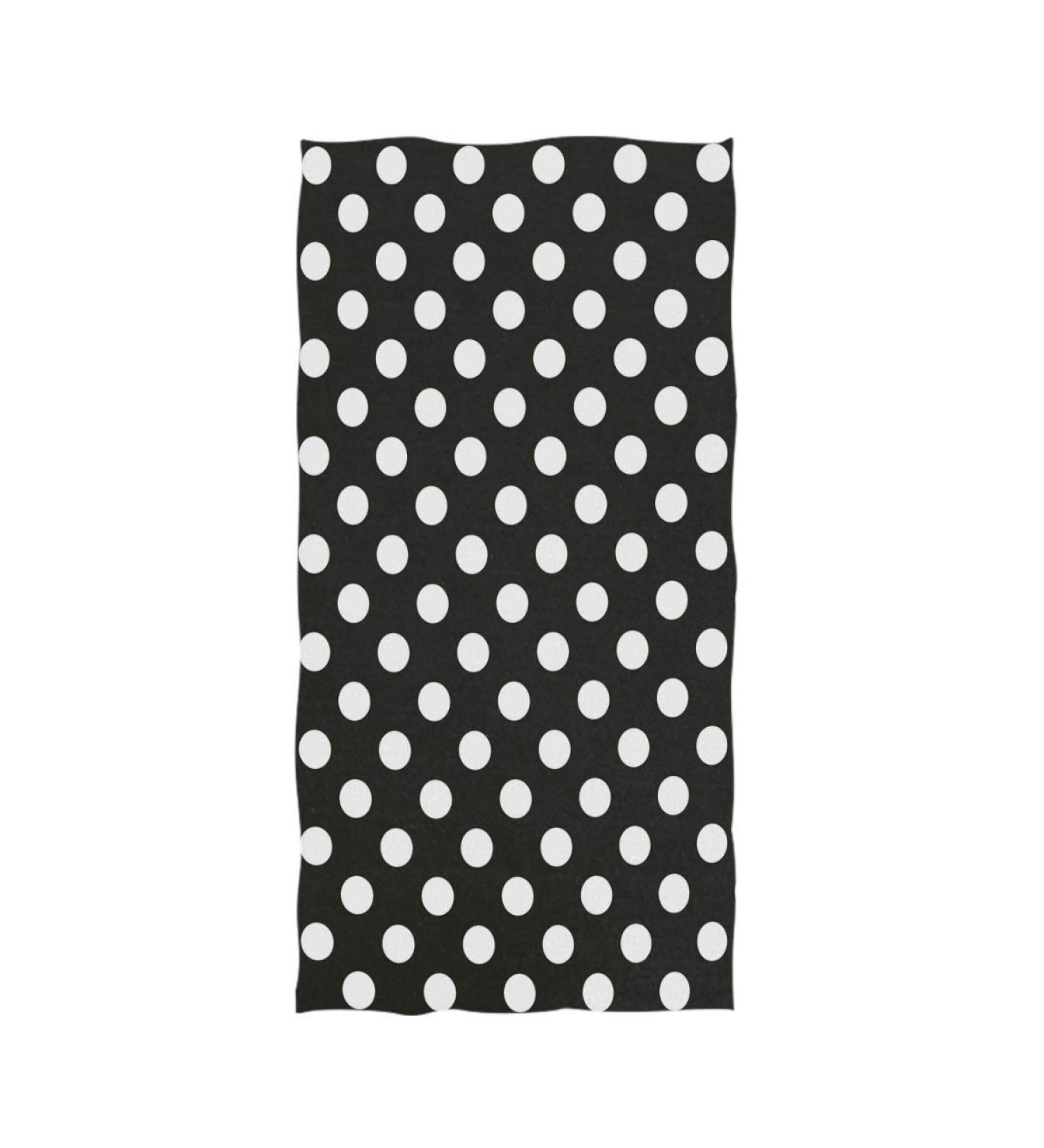 Naanle Cute Polka Dot Pattern Hand Towels - Soft Absorbent Guest Towels for Bathroom, Hotel, Gym, Spa - 16 x 30 Inches (Black White) - Buy Online on SooperMarket.com