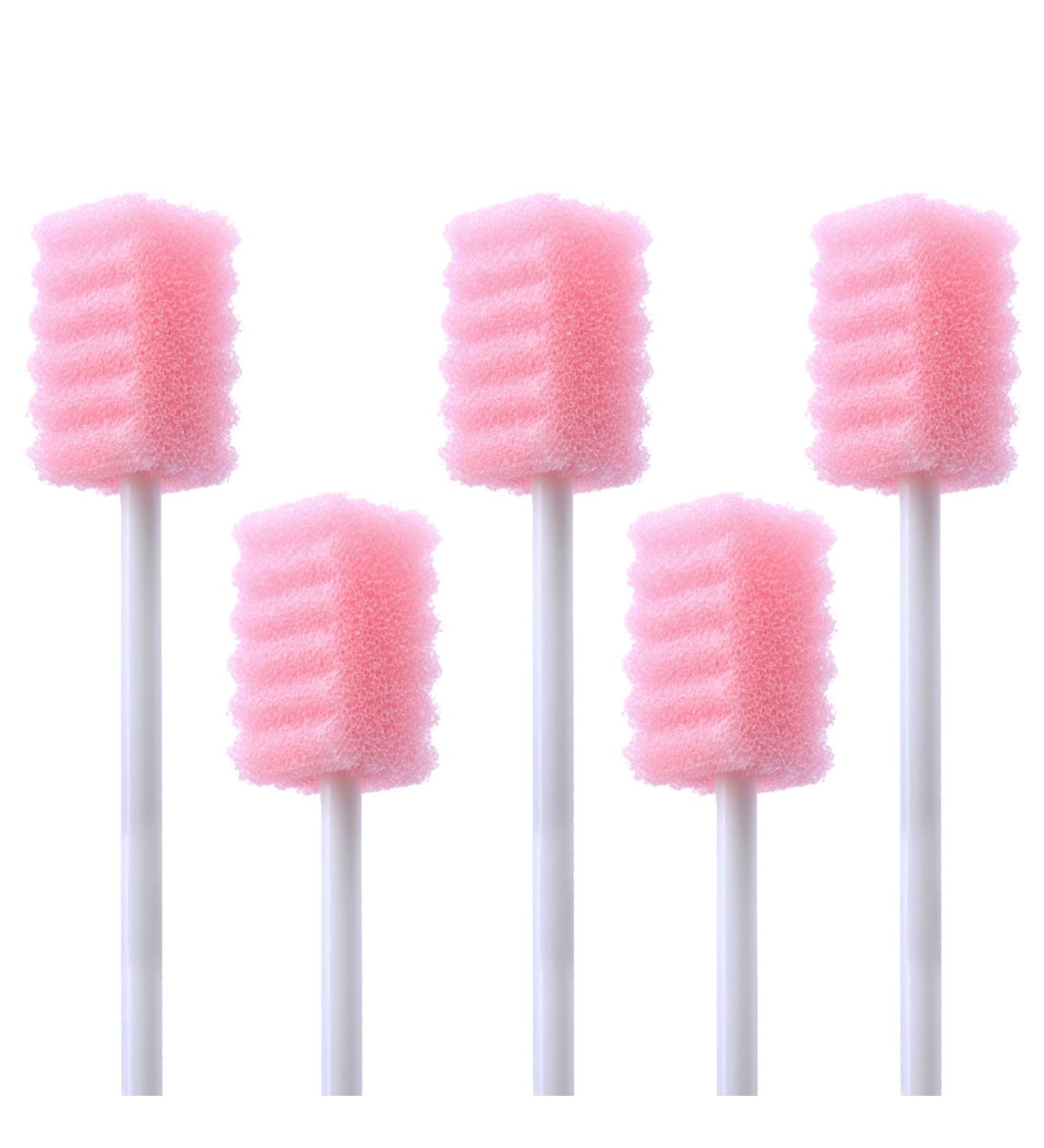 100 Pcs Disposable Mouth Swabs Sponge - Unflavored & Sterile Oral Care Swabs - Pink Tooth Shape - Buy Online on SooperMarket.com