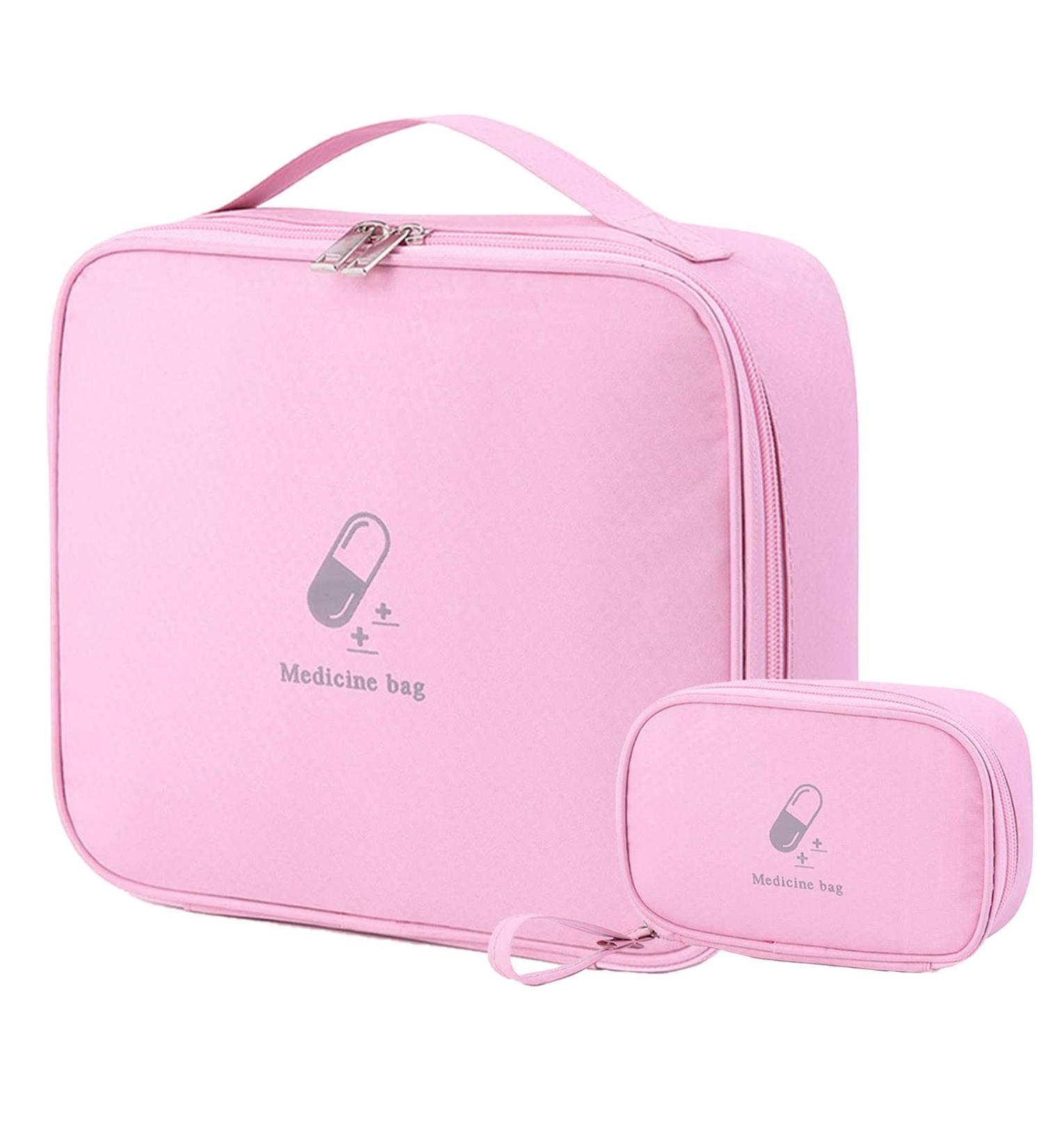 2 Pack Waterproof Large Capacity Medication Bag | Travel Pharmacy & Emergency Kit - Pink - Buy Online on SooperMarket.com