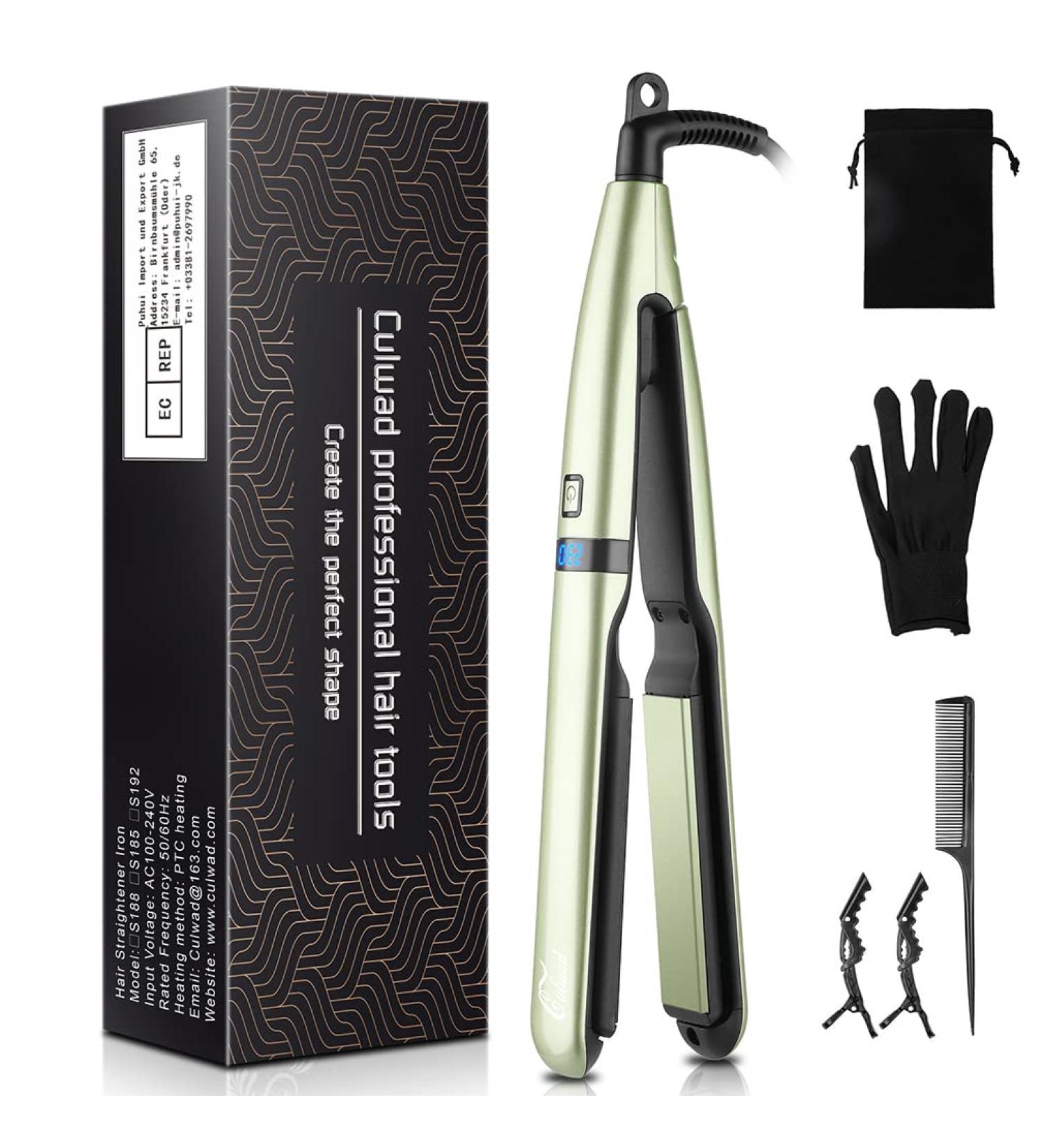 Culwad 25mm Iron Hair Smoothing Tool - Ceramic Plates Digital Display Dual Voltage Auto Shut-off - Green - Buy Online on SooperMarket.com