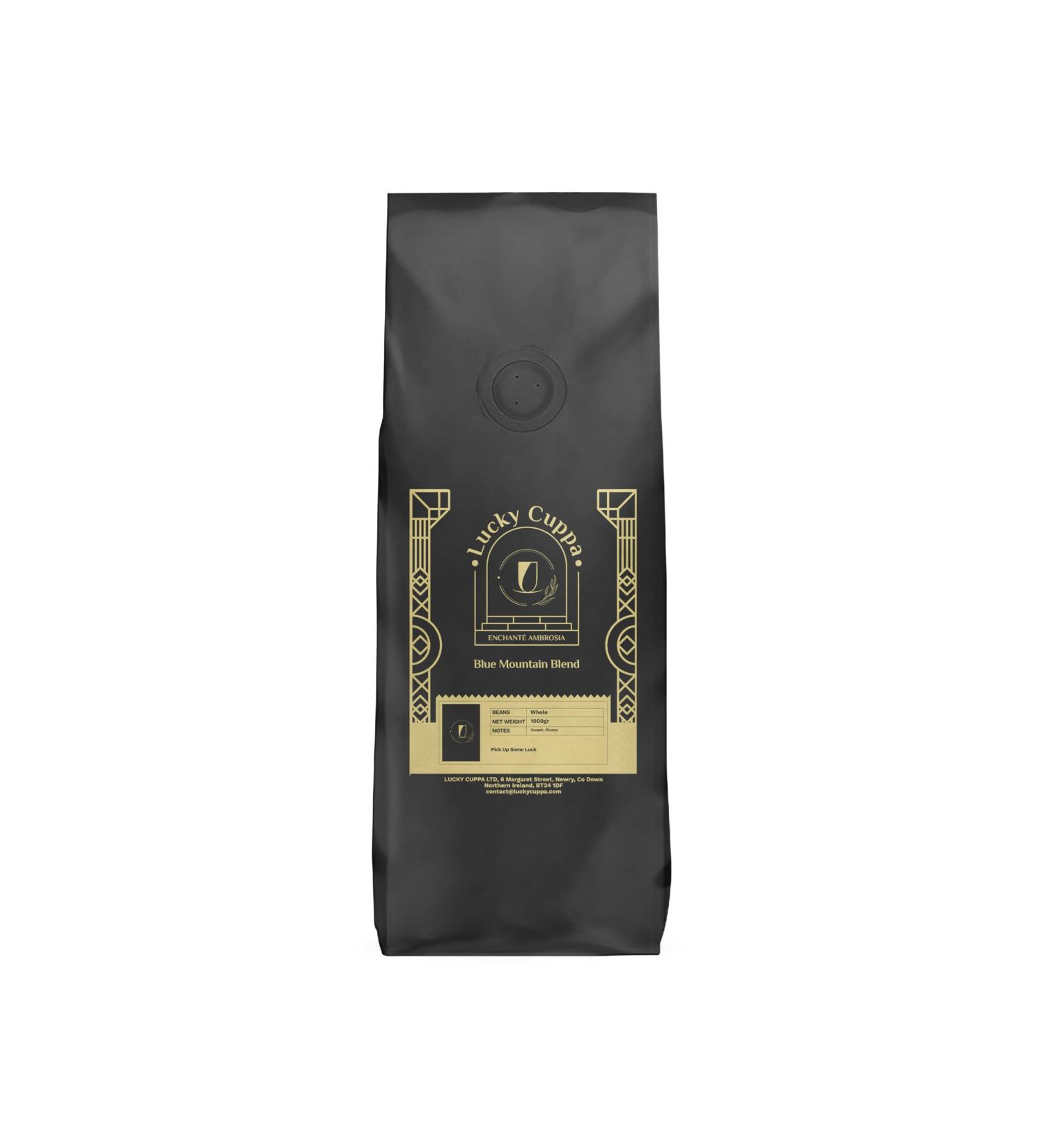 Lucky Cuppa Blue Mountain Coffee Beans Blend - Specialty Coffee Beans - Light Roast Whole Coffee Beans - Quality Coffee Gifts for Coffee Lovers - 1kg Bulk Bag - Buy Online on SooperMarket.com