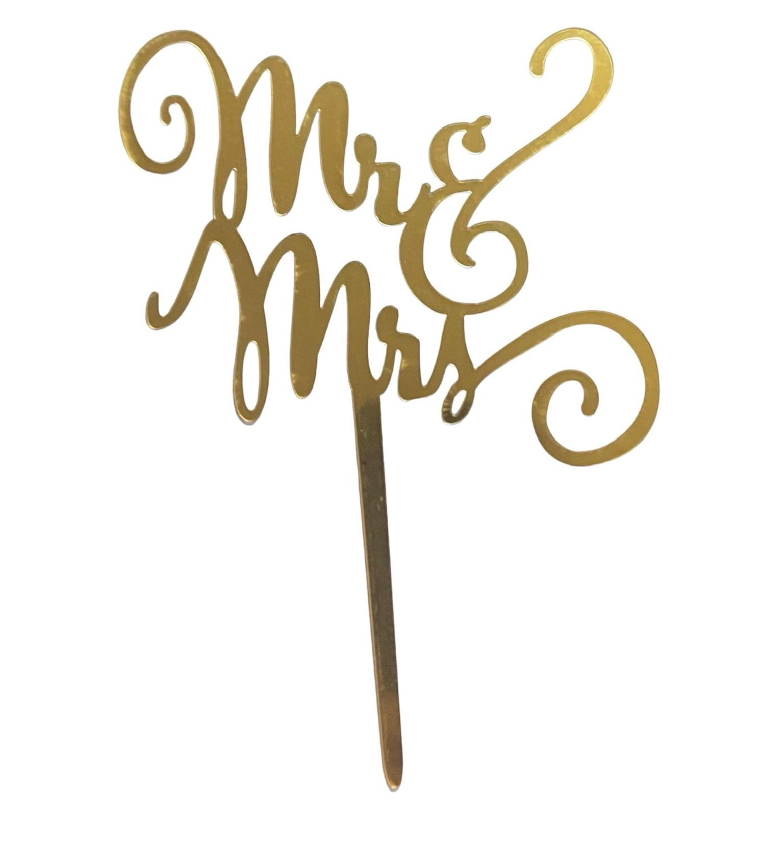 Gold Acrylic Mr & Mrs Cake Topper - Perfect for Weddings & Celebrations