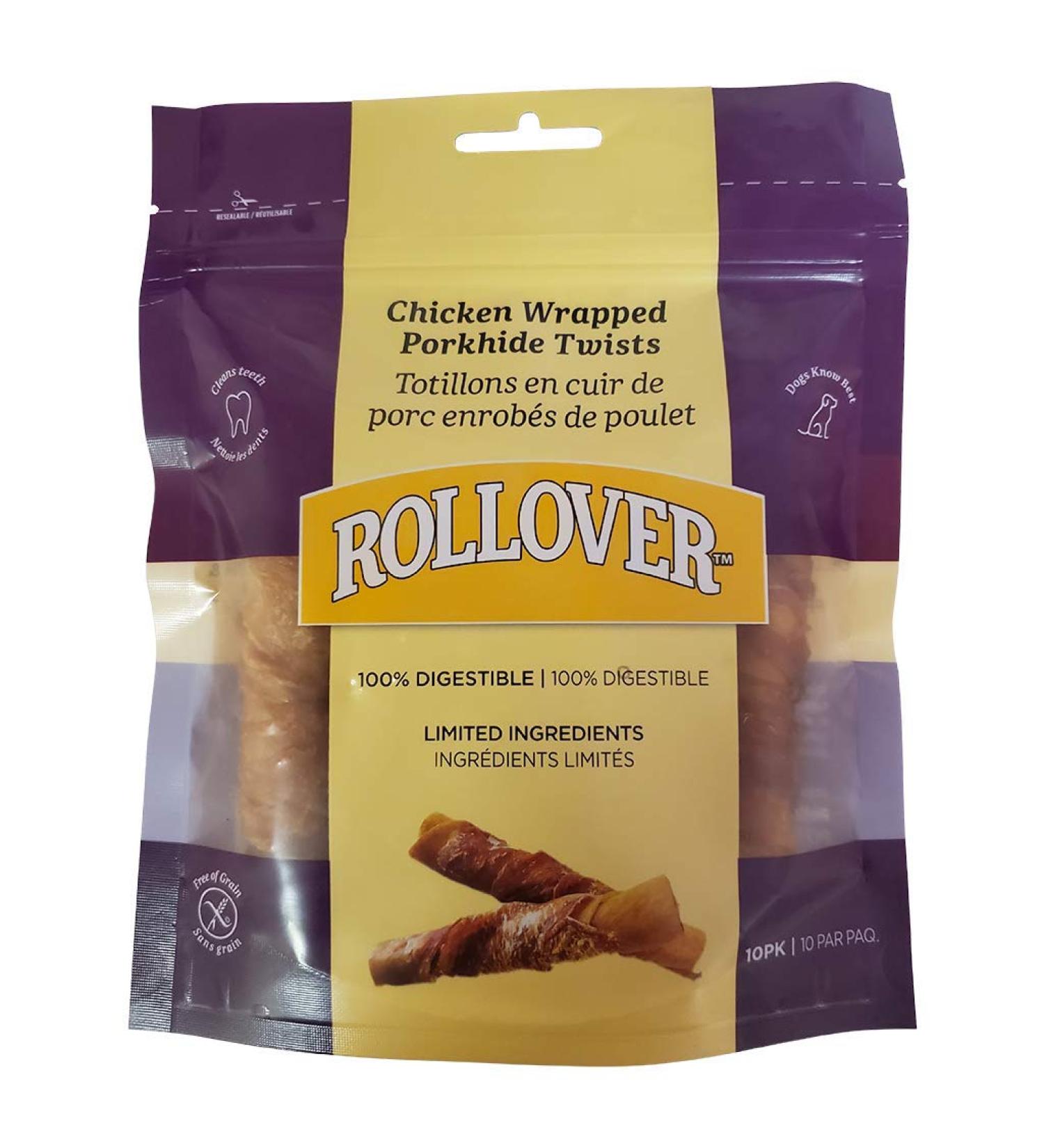 Rollover Chicken Wrapped Porkhide Twists - 10pk 1 count (Pack of 10) - Buy Online on SooperMarket.com