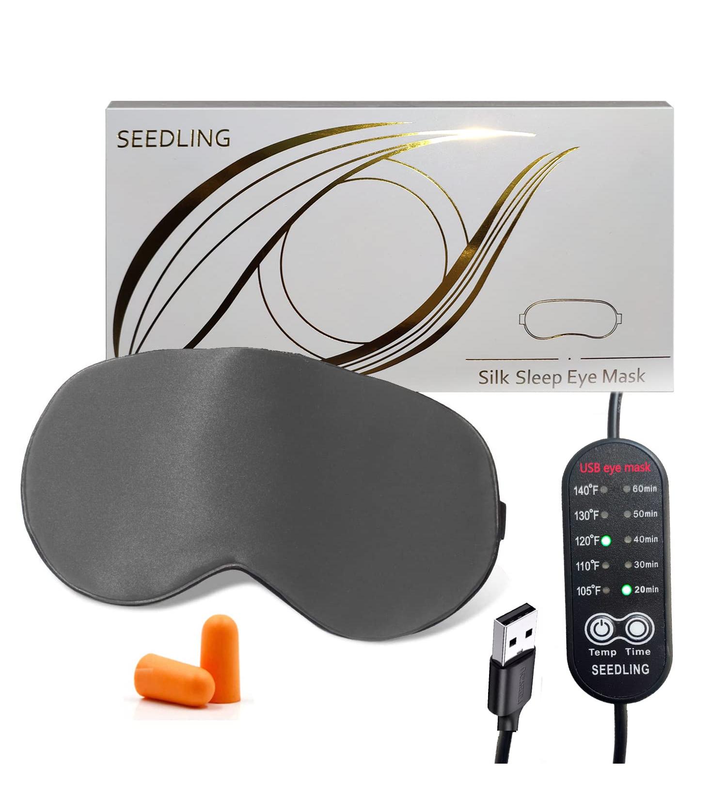 Heated Eye Mask for Dry Eyes | Plant Extract Warm Compress for Eye Care | Stye Therapy & Silk Sleeping Mask - Grey - Buy Online on SooperMarket.com