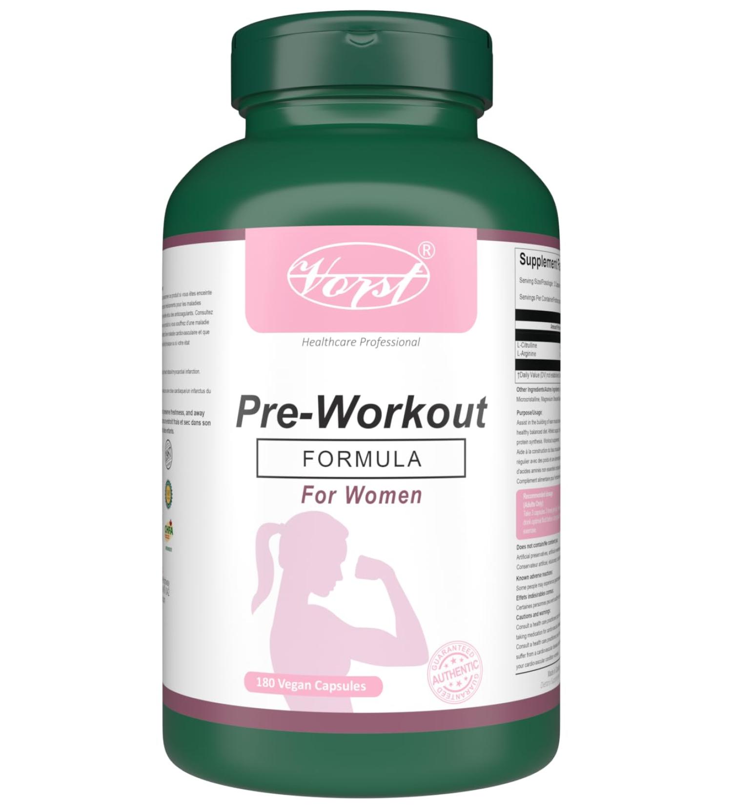 VORST Pre Workout Formula for Women | Nitric Oxide Supplement | Powder Pills | 180 Vegan Capsules 180 count (Pack of 1) - Buy Online on SooperMarket.com