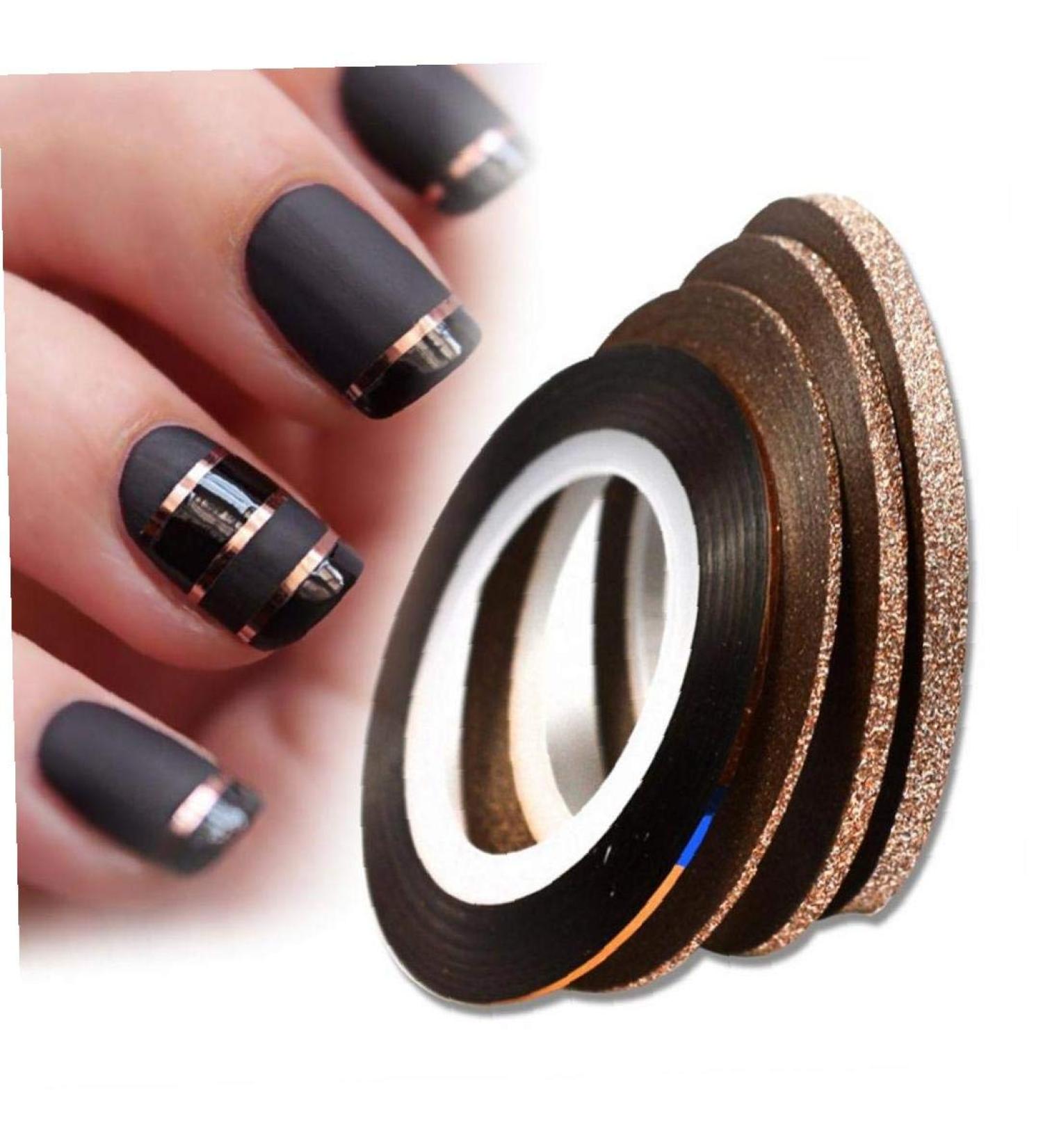 Cinnamon Color Glitter Nail Art Striping Tape - 4pcs Adhesive Rolls, 1-3mm Tips - Buy Online on SooperMarket.com