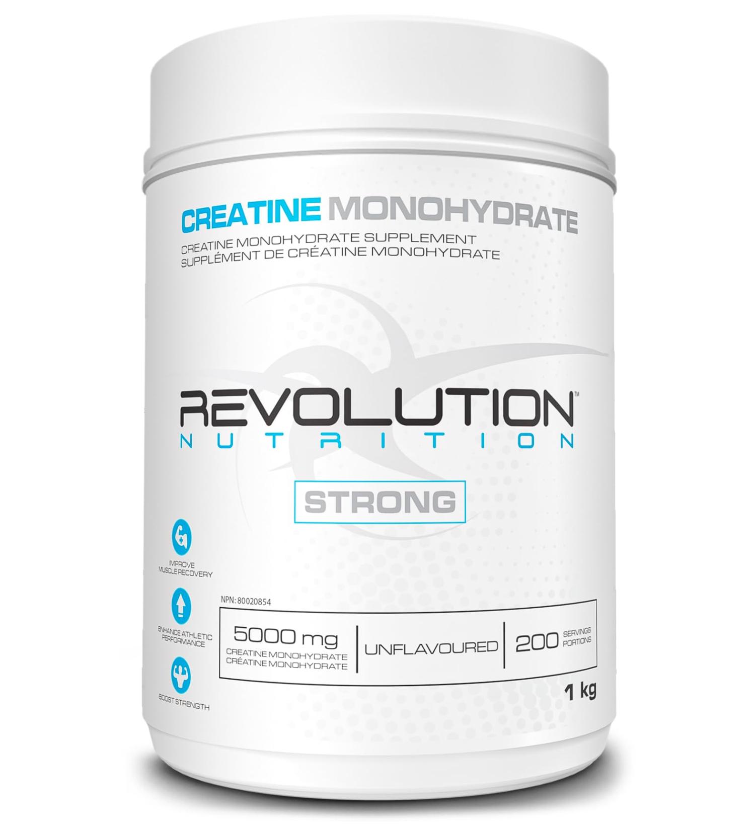 Revolution Nutrition Creatine Monohydrate 1kg Pure unflavoured Increases Muscle Performance Boosts Energy and Supports Recovery 200 Servings - Buy Online on SooperMarket.com