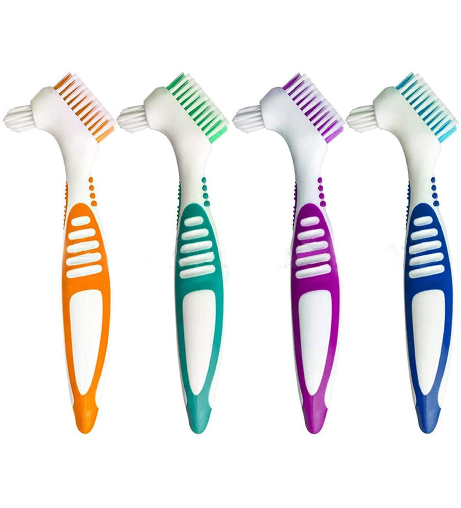 4pcs Denture Cleaning Brush Denture Brush Double-Sided Denture Cleaner with Ergonomic Handle Fashion - Buy Online on SooperMarket.com