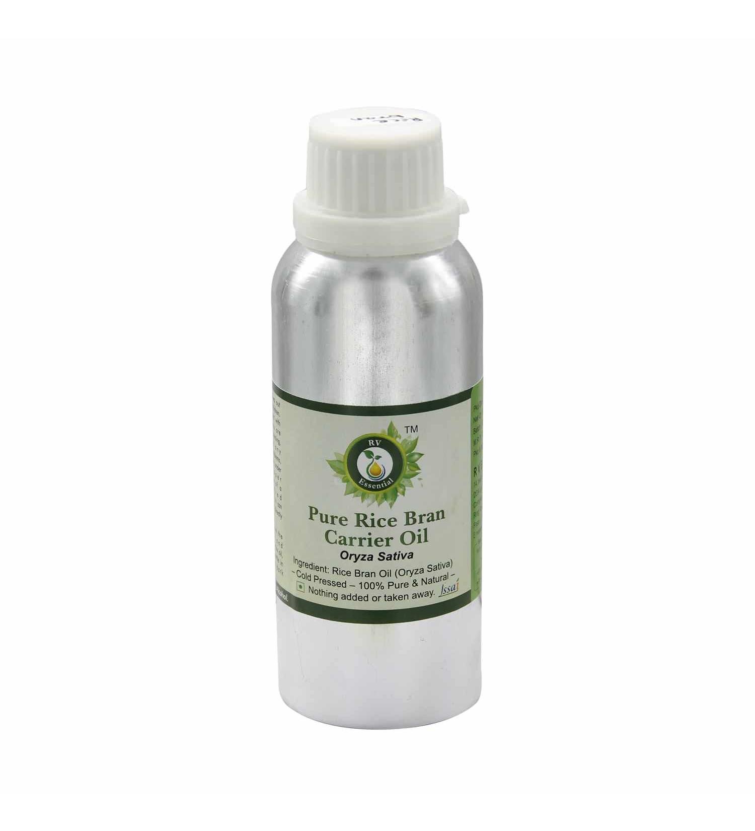R V Essential Pure Rice Bran Carrier Oil 630ml (21oz)- Oryza Sativa (100% Pure and Natural Cold Pressed) - Buy Online on SooperMarket.com