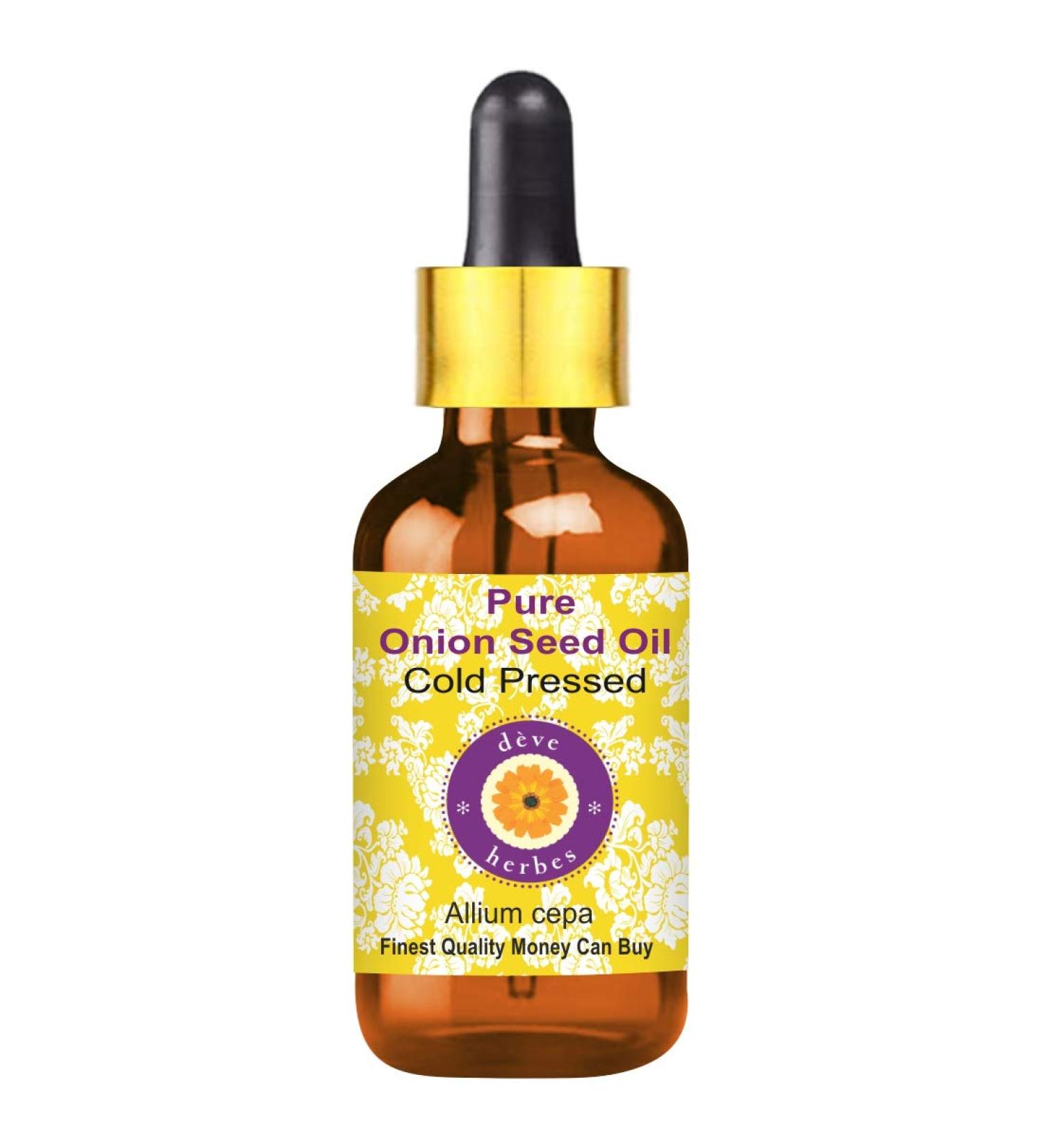 Deve Herbes Pure Onion Seed Oil (Allium cepa) with Glass Dropper Cold Pressed 50ml (1.69 oz) - Buy Online on SooperMarket.com