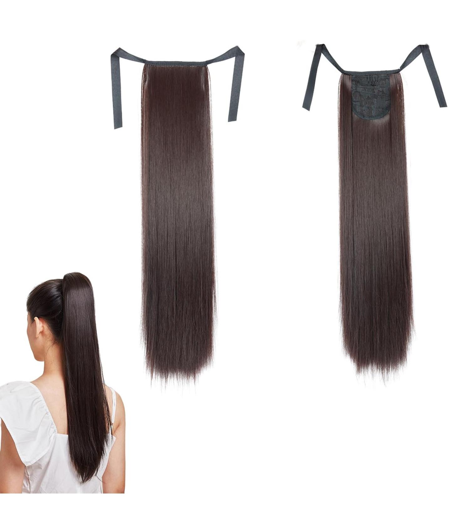Prinfantasy Long Straight Synthetic Hair Extension Clip in Ponytail - Brown GBMW034 22 inch - Buy Online on SooperMarket.com