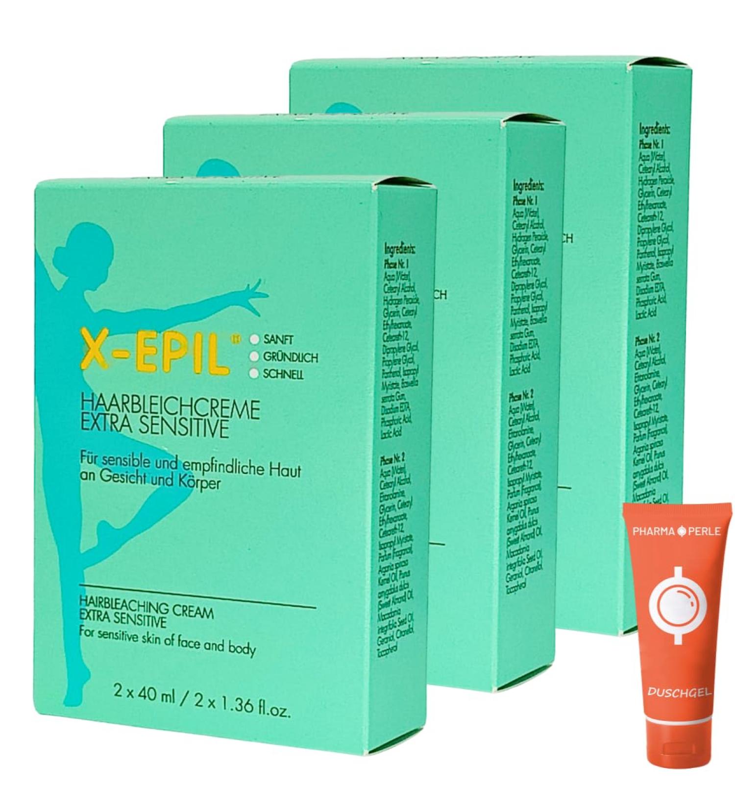 X-EPIL Hair Bleach Cream - Extra Sensitive 2x40ml for Face & Body | Gentle & Quick Hair Lightening | Savings Set + Free Gift | Ideal for Sensitive Skin - Buy Online on SooperMarket.com