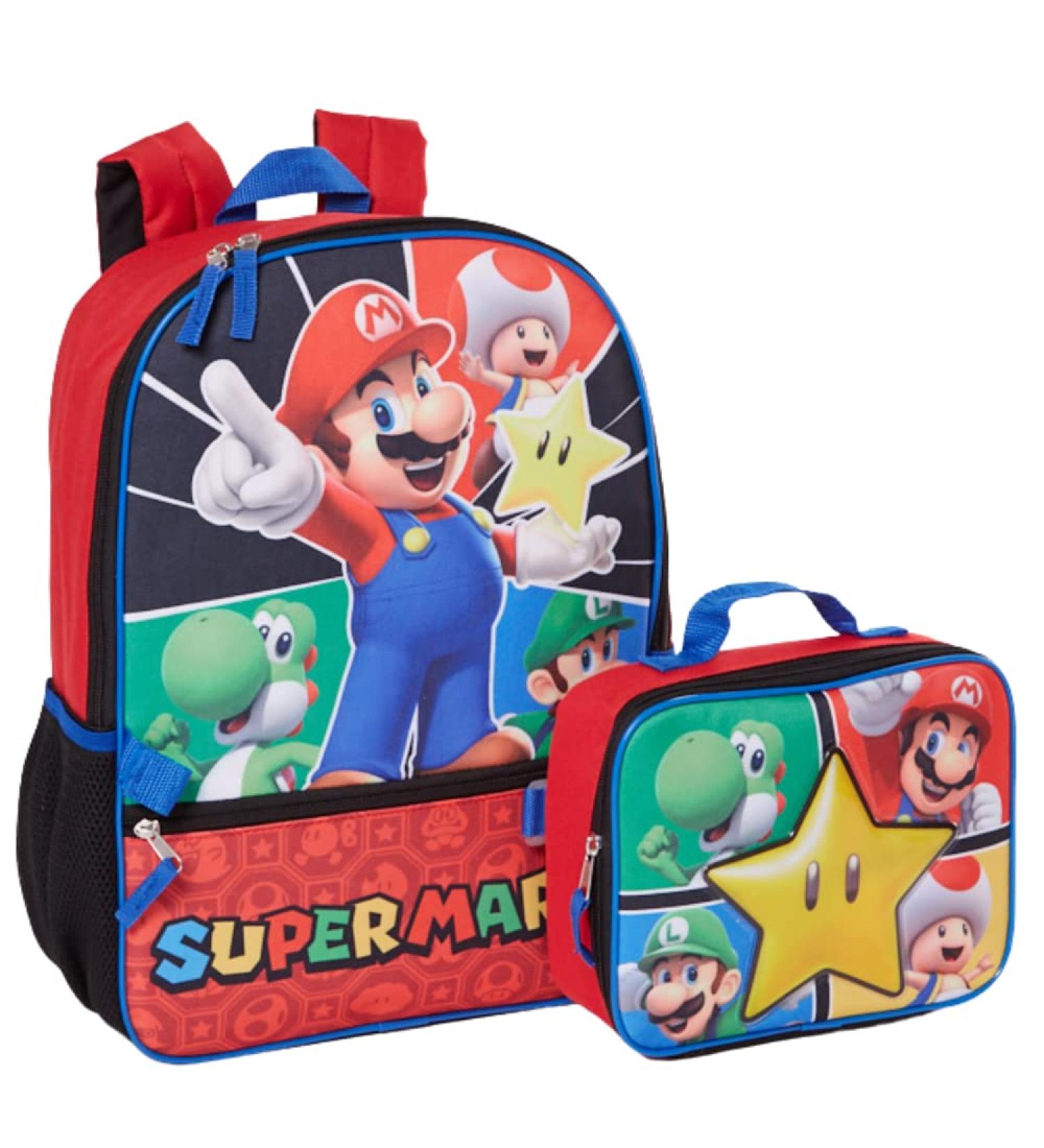 RALME Super Mario Backpack with Lunch Box Set - 16 inch for Boys & Girls | Value Bundle - Buy Online on SooperMarket.com