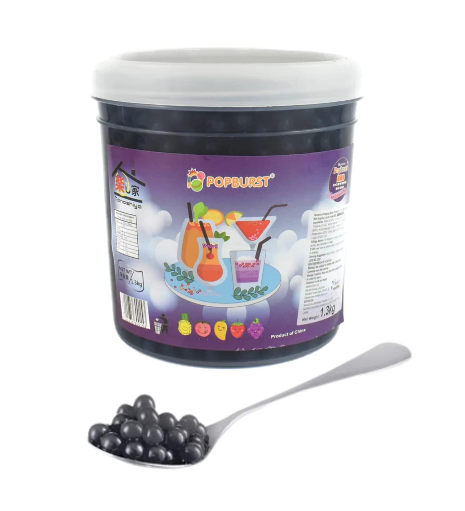 Tanoshiya Blueberry Popping Boba 1.3kg - Premium Tapioca Bubble Tea Pearls - Buy Online on SooperMarket.com