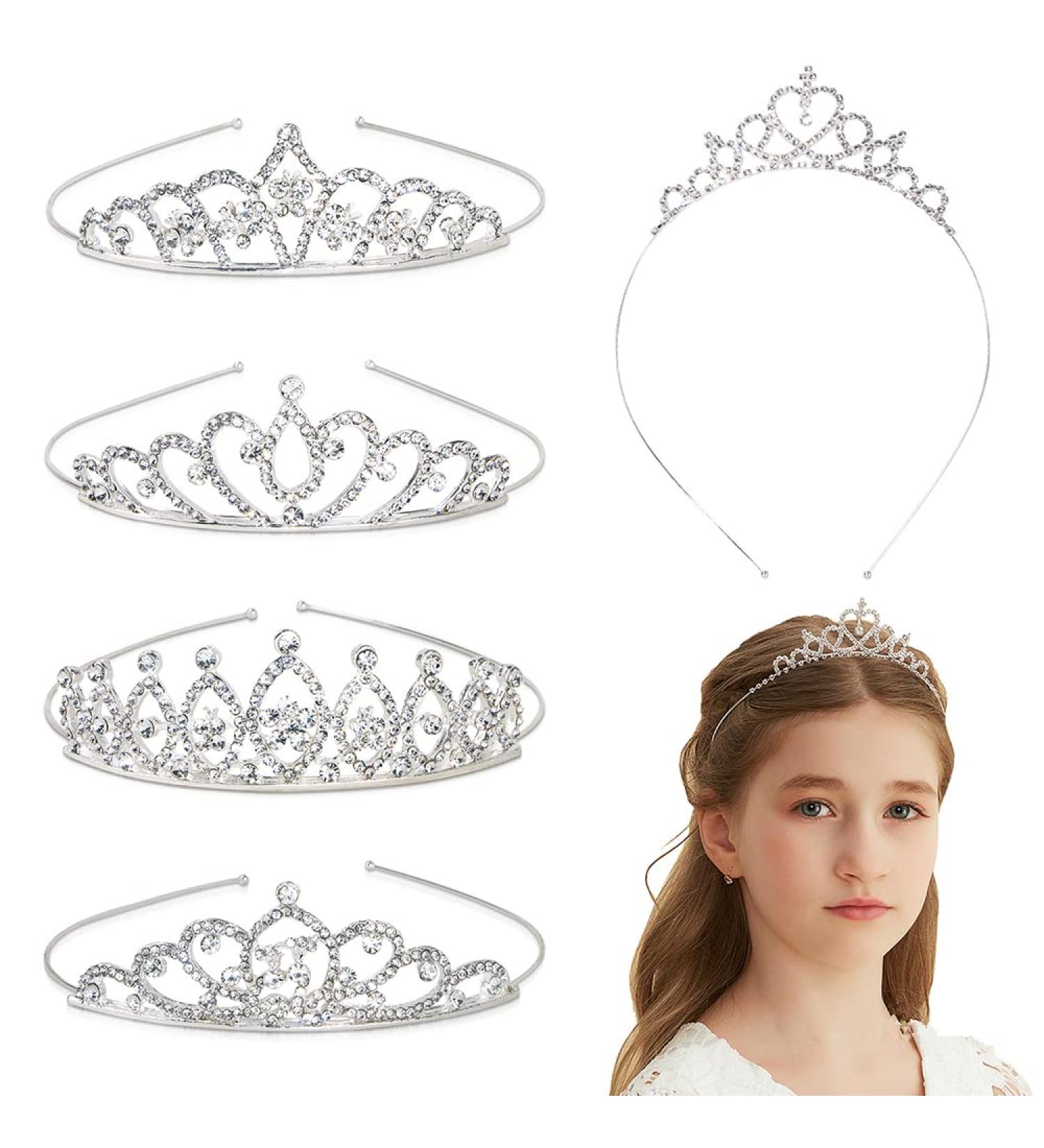 6Pcs Girls Crystal Tiara Crown Set - Silver Rhinestone Bride Headband for Birthday, Wedding, Prom - Women's Hair Accessories for Costume Parties - Buy Online on SooperMarket.com