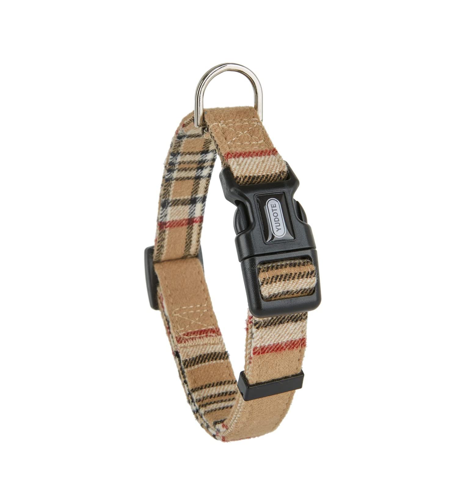 Yudote Soft Dog Collar for Small Dogs | Checkered Fabric Sensitive Skin Friendly Beige 1-Pack - Buy Online on SooperMarket.com