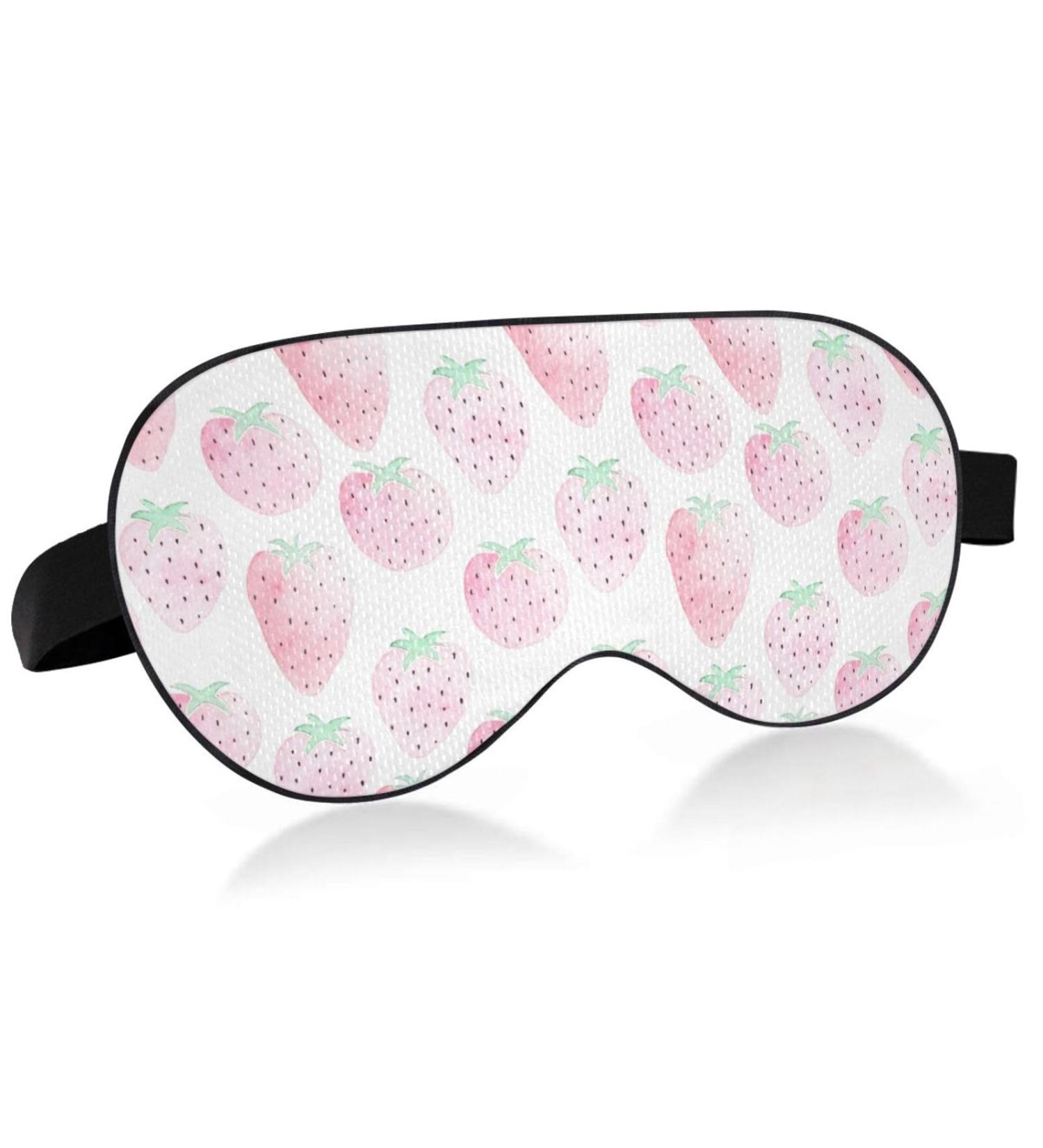 Adjustable Light Blocking Eye Mask for Deep Sleep - Haskirky Comfortable Eye Cover for Travel, Yoga, Meditation - Pink Watercolor Design - Men and Women - Buy Online on SooperMarket.com