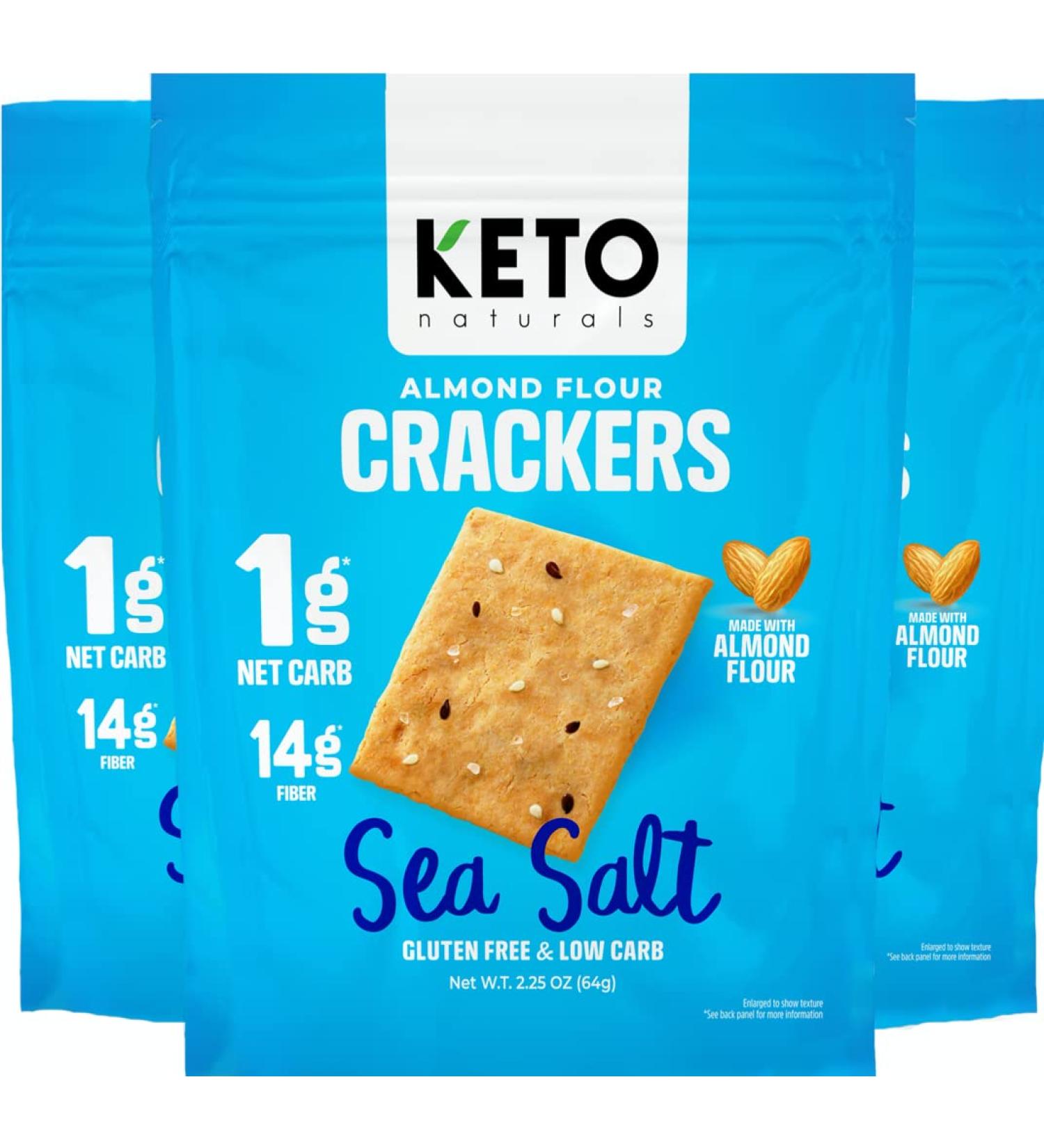 Keto Crackers (Sea Salt) - Low Carb, Zero Sugar, Gluten Free (3 Packs) | Almond Flour Snacks for Adults & Kids - Paleo Friendly - Buy Online on SooperMarket.com
