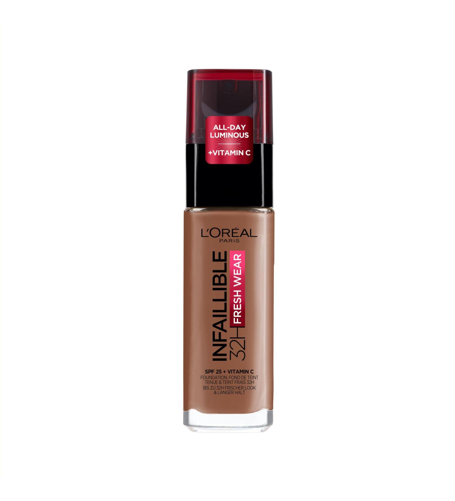 L'Oreal Paris Infallible 32H Fresh Wear Foundation 355 Sienna 30ml - Full-Coverage Longwear with Vitamin C & SPF 25 - Buy Online on SooperMarket.com