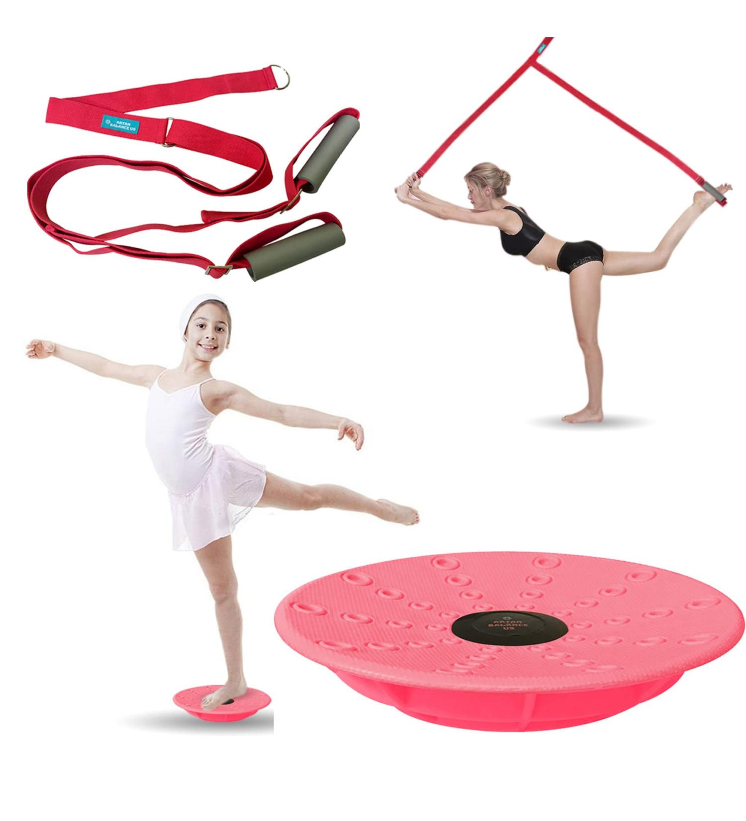Leg Stretching Strap and Ballet Balance Board Set for Dance & Gymnastics - Buy Online on SooperMarket.com