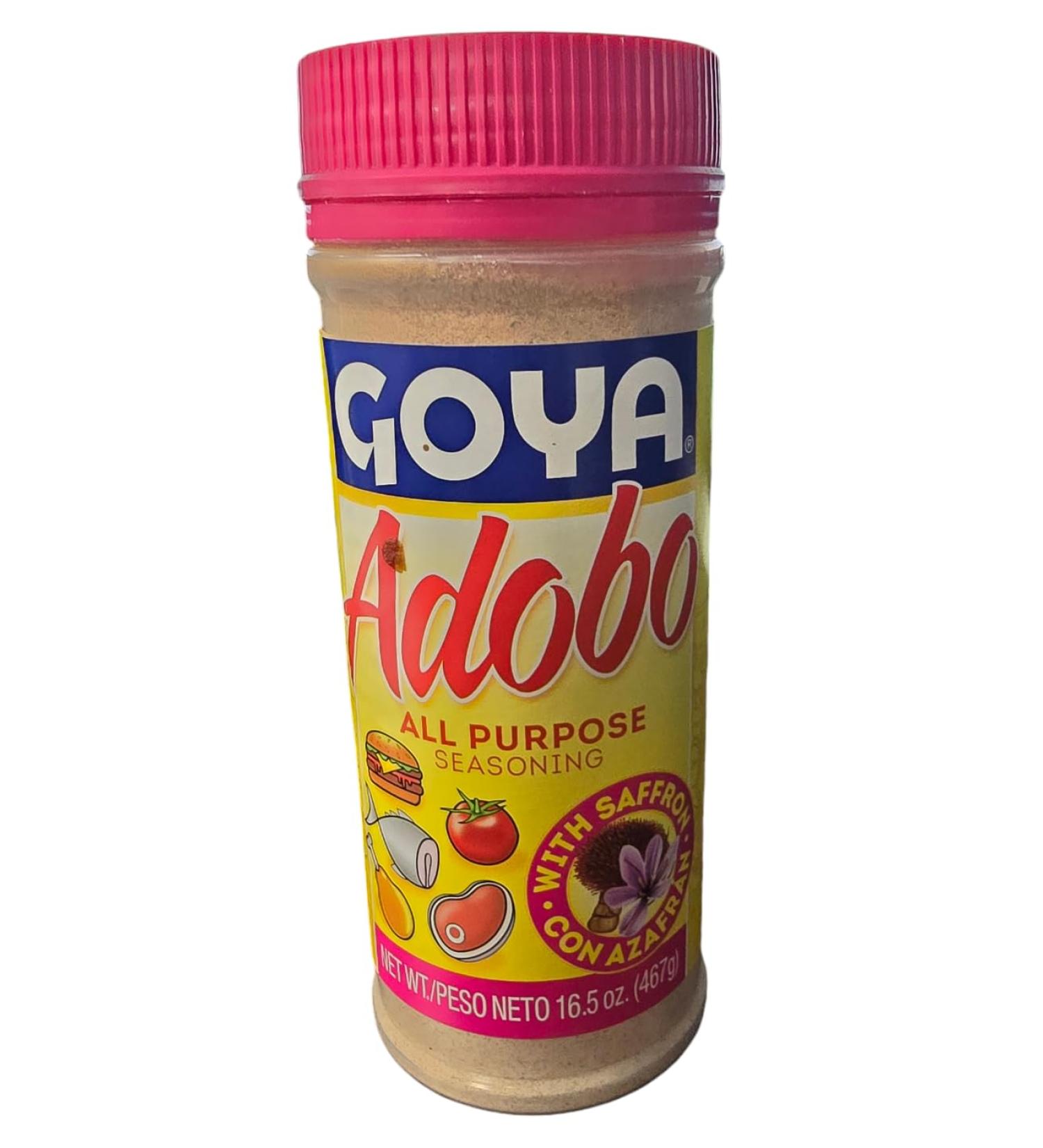 Adobo All Purpose Seasoning with Saffron 16oz - Flavor Fiesta! Goya Latin Magic in Every Box - Spanish Seasoning Wonder + Bonus PaLiSoL CREATiONS Sticker! Taste the Heat of Latin America Enhanced with a Touch of Azafr n ! Con Azafran 16.5OZ - 467 G - Buy Online on SooperMarket.com