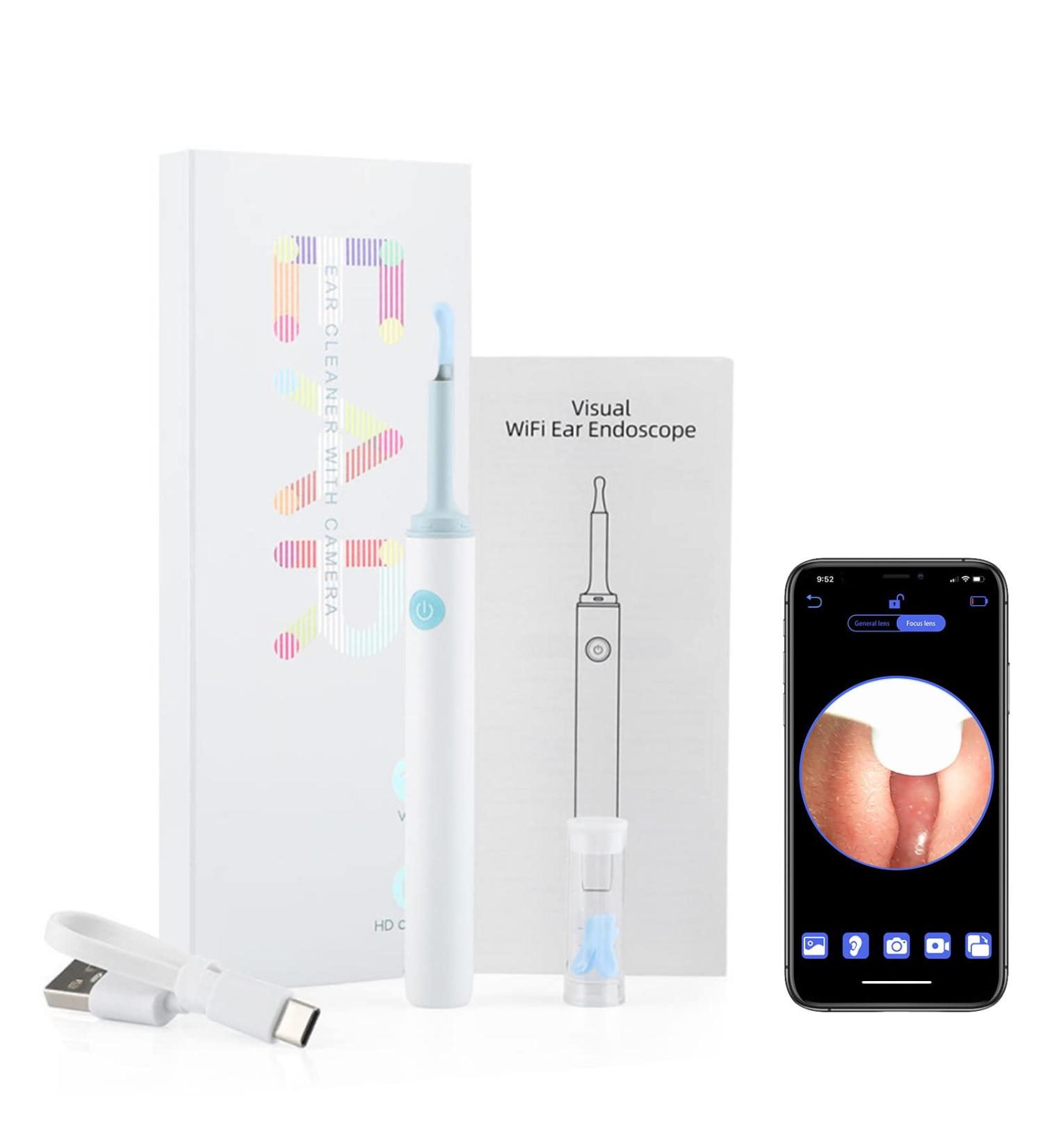 Earify Ear Wax Removal Kit with Camera and Light - Ear Wax Cleaner for Adults & Kids (White) - Buy Online on SooperMarket.com