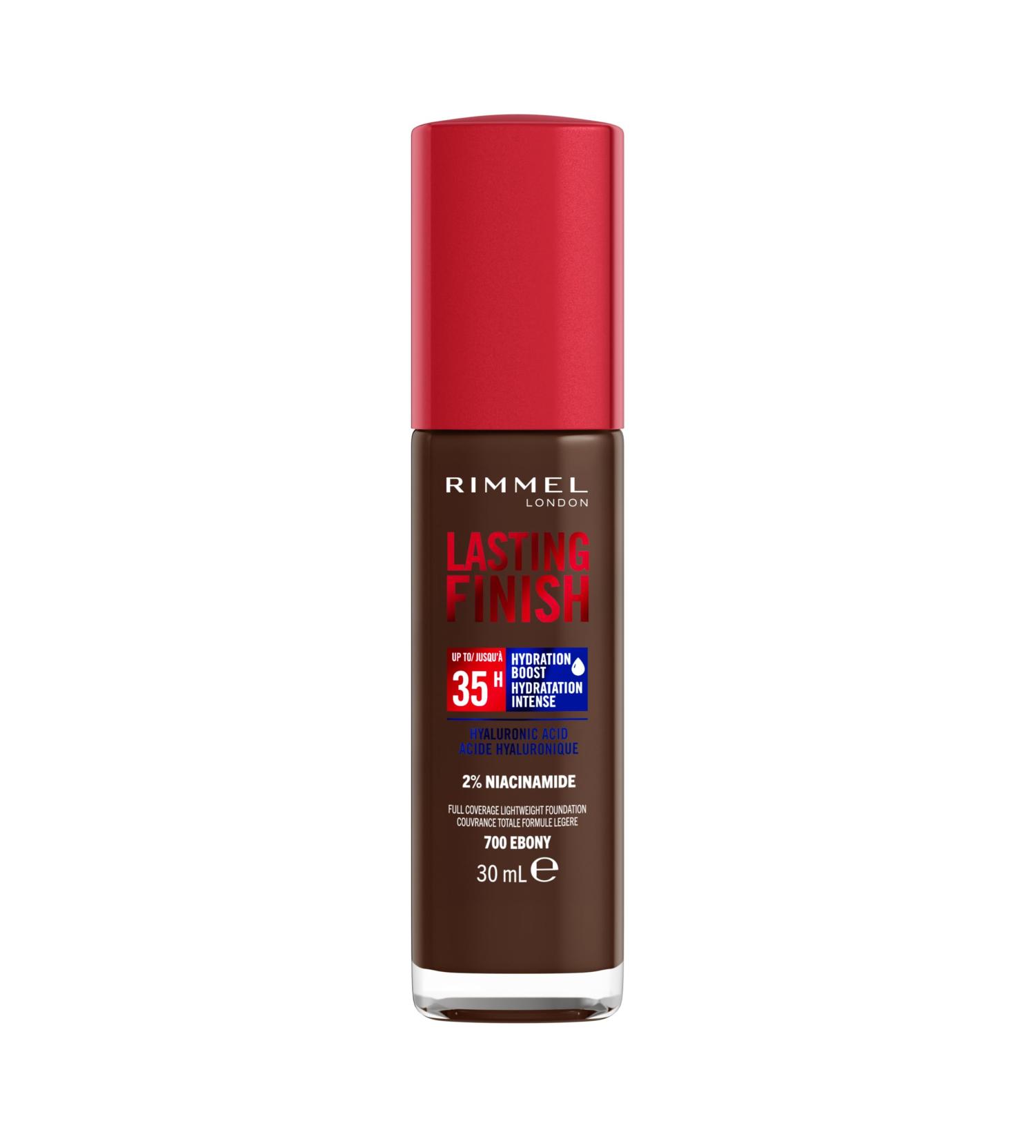 Rimmel London - Lasting Finish 35 Hour Foundation Long-Wearing Hydrating Vegan Formula Full-Coverage - Ebony 1 count (Pack of 1) Ebony - 700 - Buy Online on SooperMarket.com