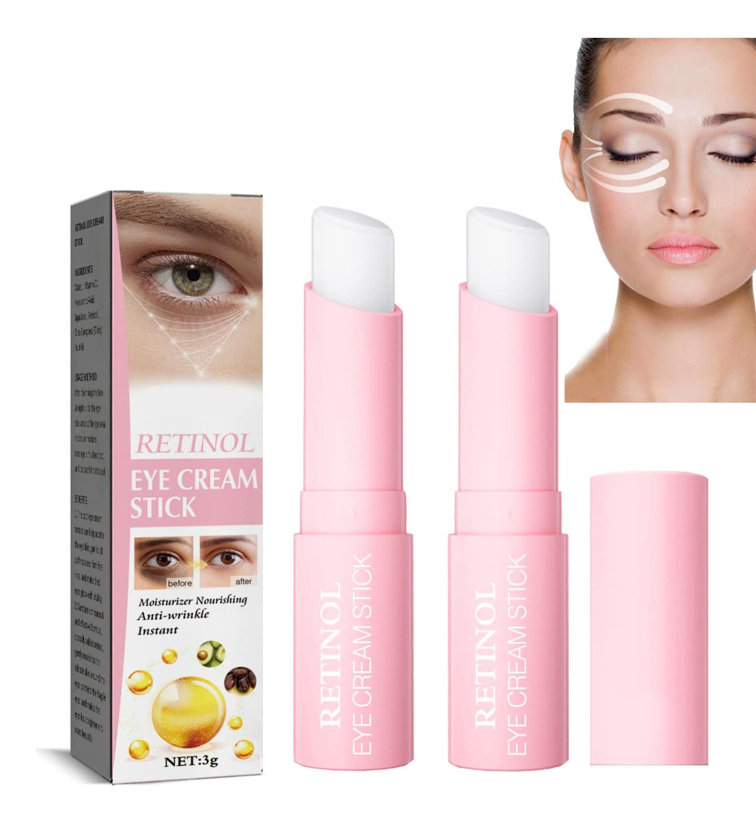 2Pcs Retinol Eye Stick Set - Anti-Aging Eye Cream for Dark Circles & Puffiness - Reduces Fine Lines, Wrinkles & Dark Circles - Eye Balm Stick Serum - Buy Online on SooperMarket.com