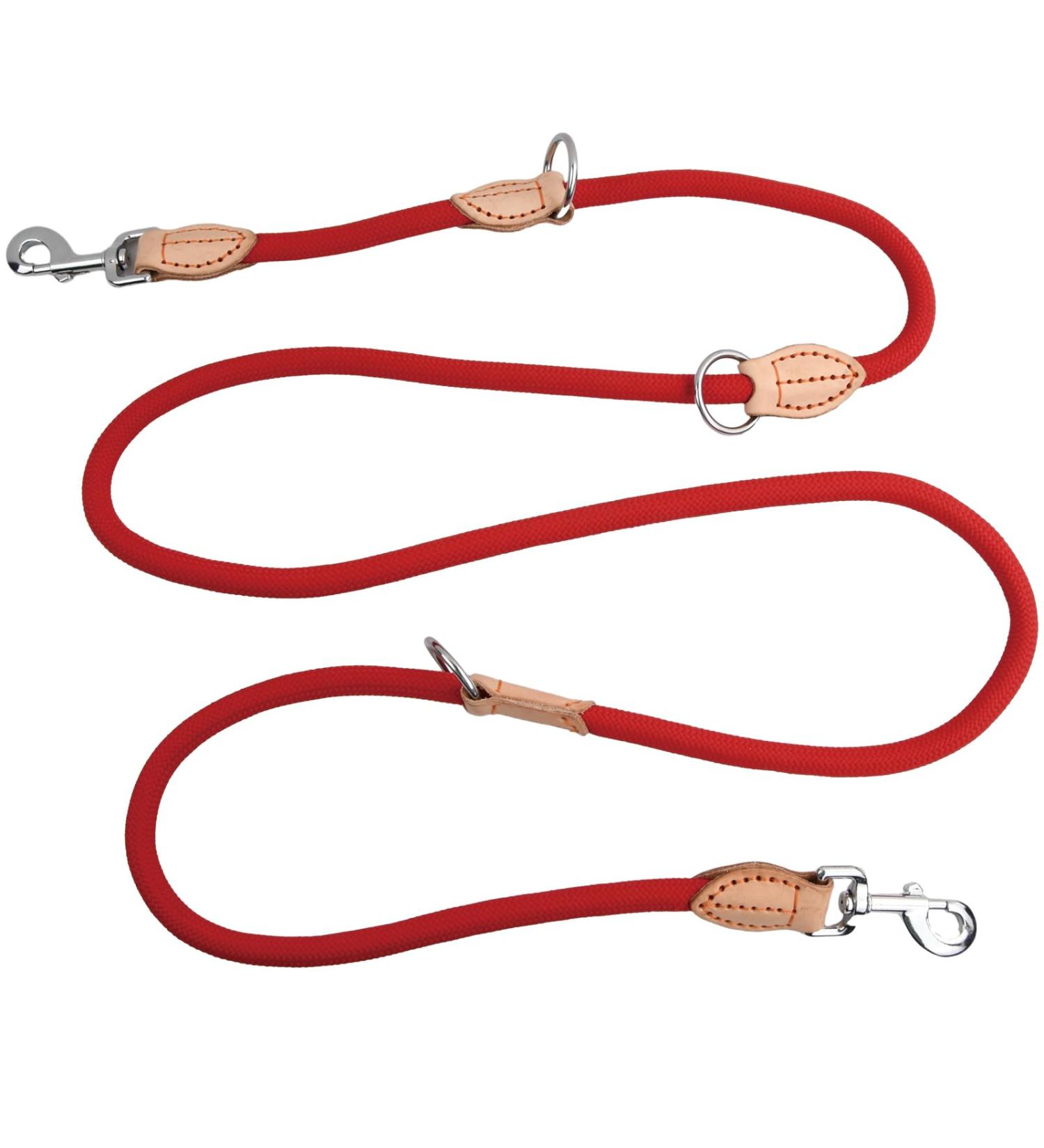 2m Dog Leash with Carabiners | Durable Nylon Training Line for Small Medium & Large Dogs - Adjustable & Portable (Red) - Buy Online on SooperMarket.com