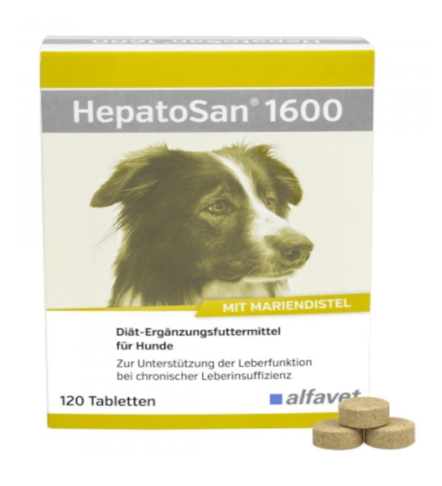 Alfavet Hepatosan 1600 |120 tablets |Diet supplementary feed for dogs and cats |To support the liver function in chronic liver failure