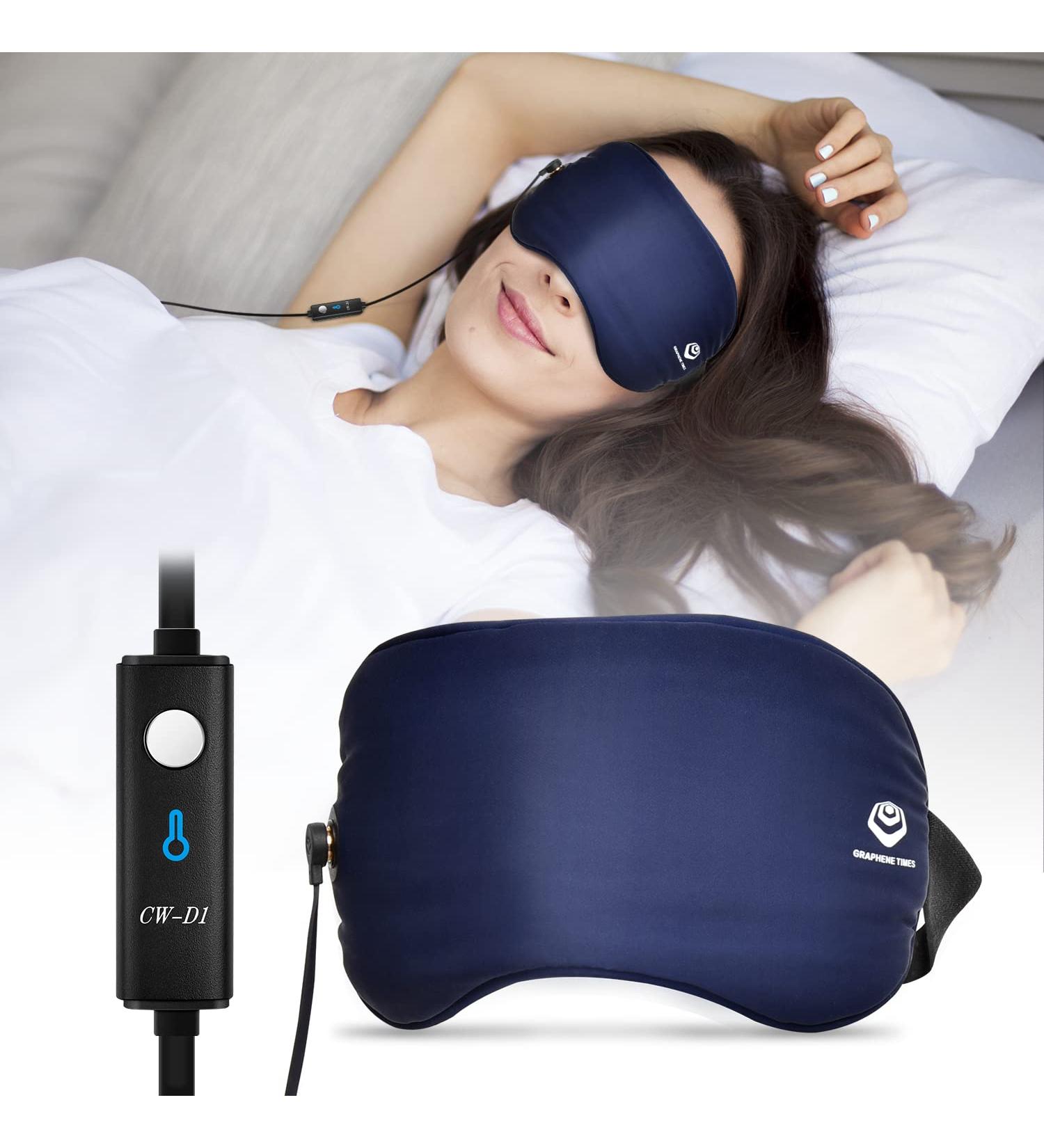 Heated Eye Mask for Dry Eyes - 100% Silk Sleep Mask with Adjustable Temp and USB Port for Puffy Eye Relief - Electric Dry Eye Relief Mask in Blue Color - Buy Online on SooperMarket.com