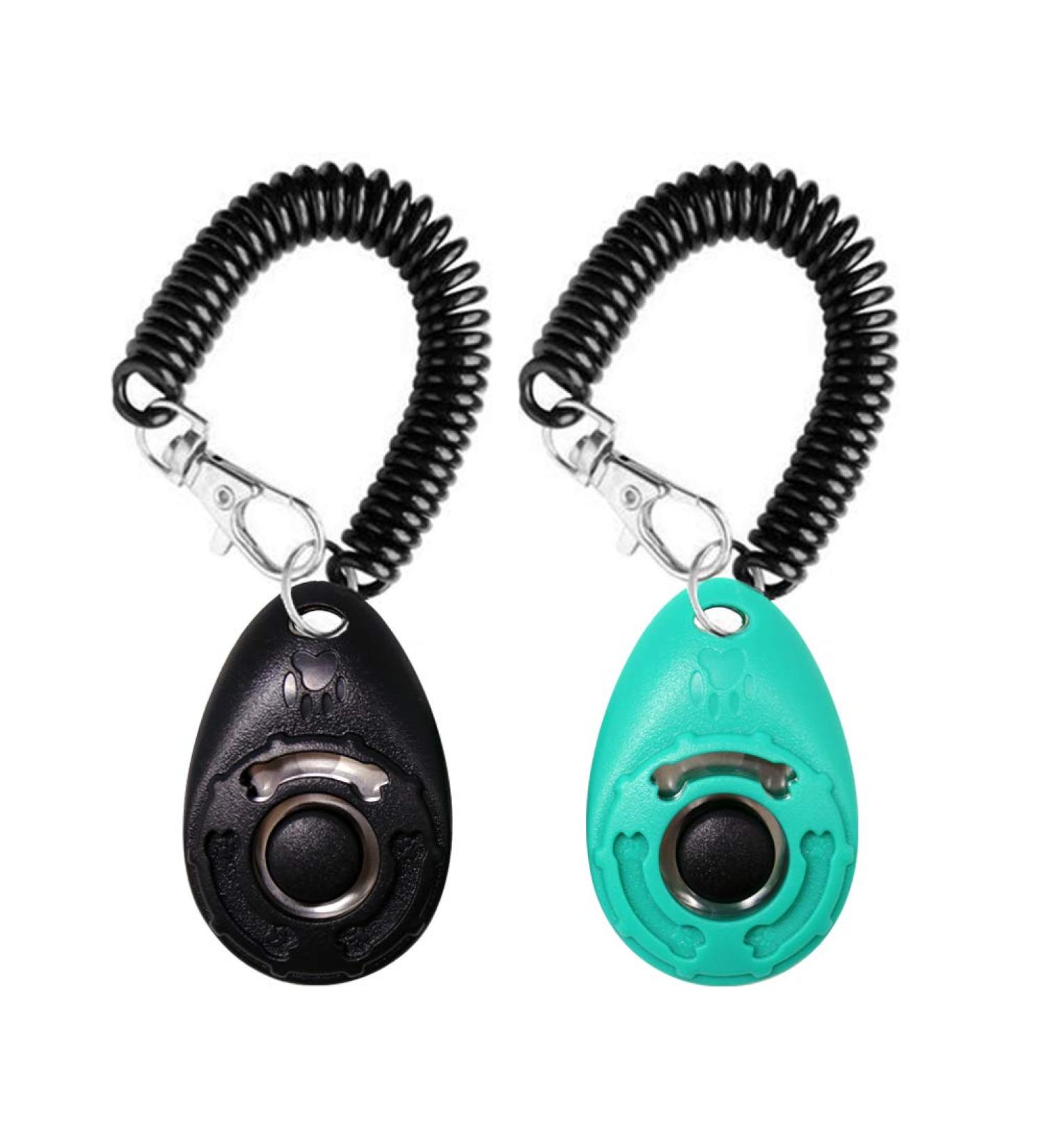 OYEFLY Dog Training Clicker with Wrist Strap - Durable Lightweight Easy to Use Pet Training Clicker for Cats Puppy Birds Horses. Perfect for Behavioral Training 2-Pack (Black and Water lake blue) - Buy Online on SooperMarket.com