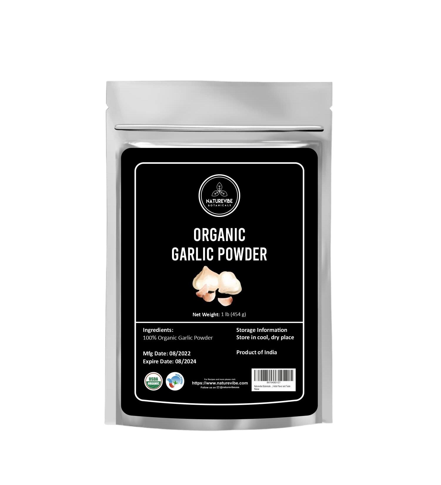Naturevibe Botanicals USDA Organic Garlic Powder 1lb - Raw, Gluten-Free, Non-GMO | Adds Flavor & Taste | Healthy Spice - Buy Online on SooperMarket.com