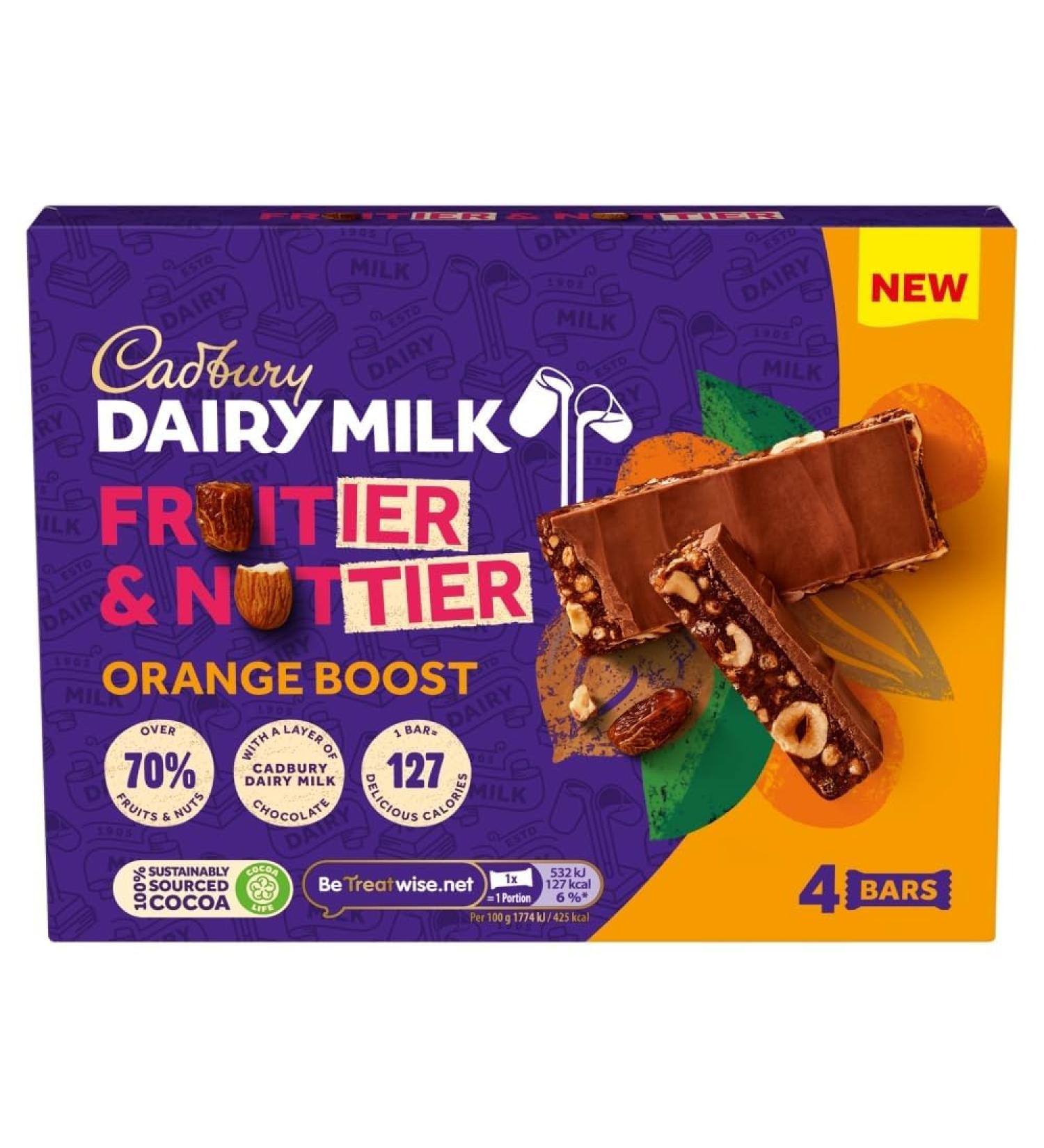 Cadbury Dairy Milk Orange Boost Bars 4 x 30g