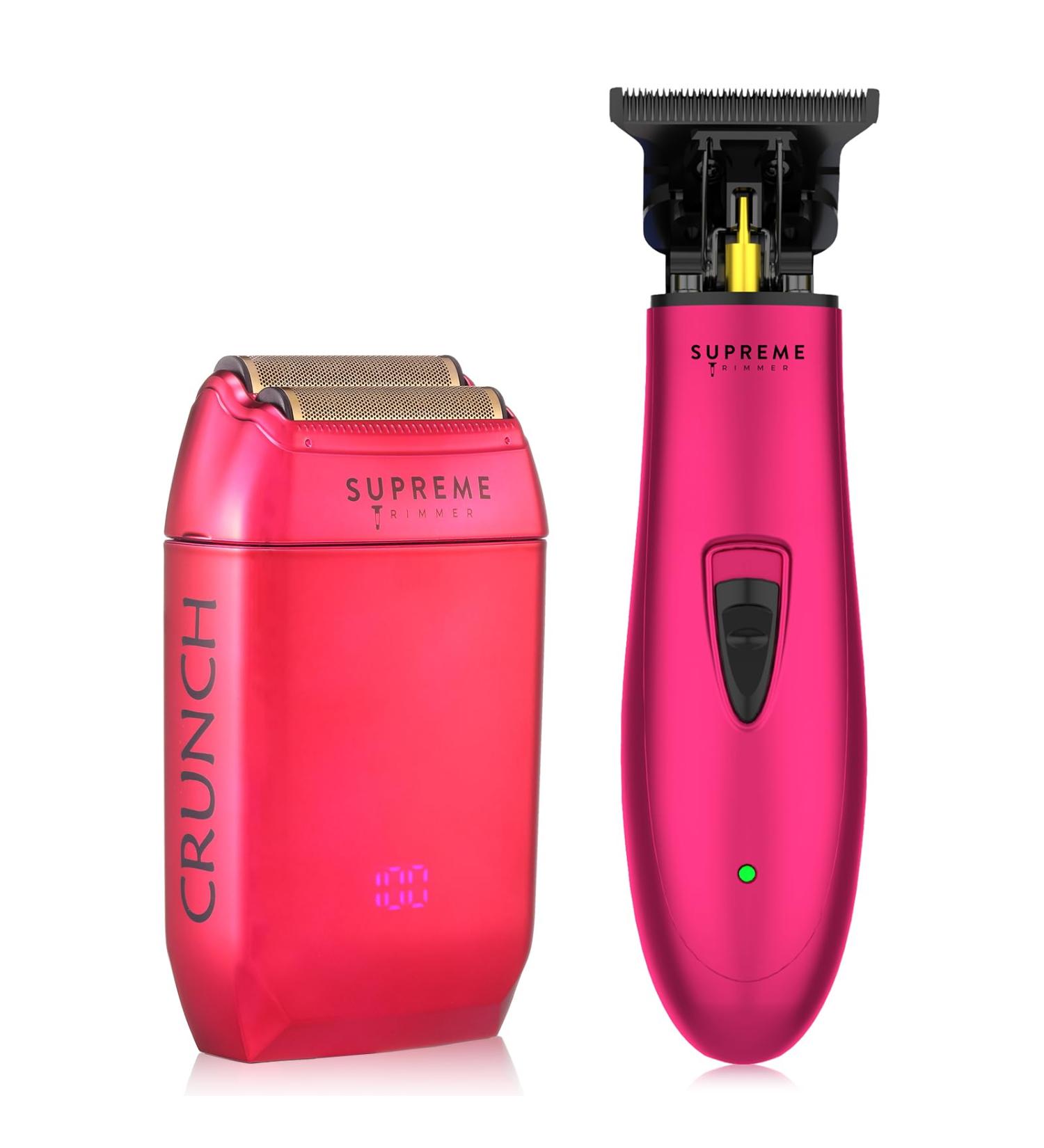 Supreme Trimmer 2-in-1 DLC T-Shaper & CRUNCH Foil Shaver - STF602 Electric Razor & ST5205 Beard Trimmer Kit | Pink Haircut Combo - International Shipping Available - Buy Online on SooperMarket.com