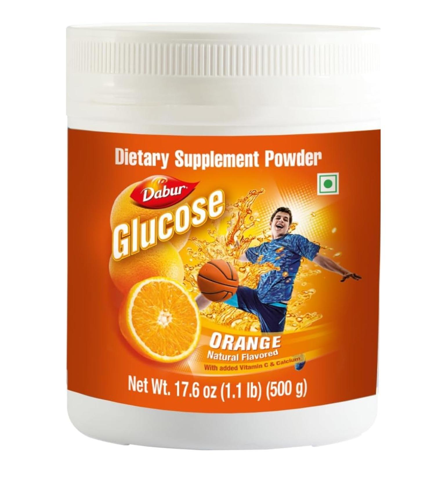 Dabur Glucose Powder Fortified with Vitamin D and Calcium Orange Flavour 500 grams - Buy Online on SooperMarket.com