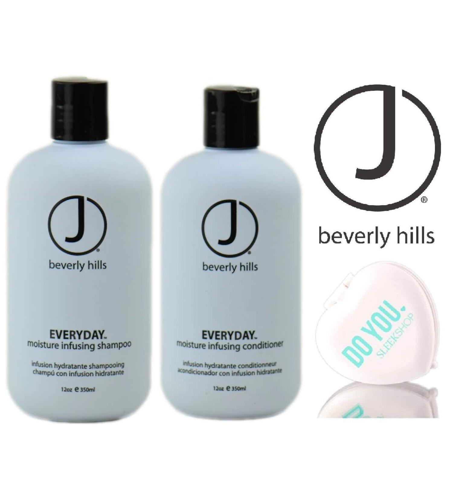 J Beverly Hills EVERYDAY Moisture Infusing SHAMPOO & CONDITIONER Duo Set (with Sleek Compact Mirror) (12 oz / 350 ml DUO KIT)