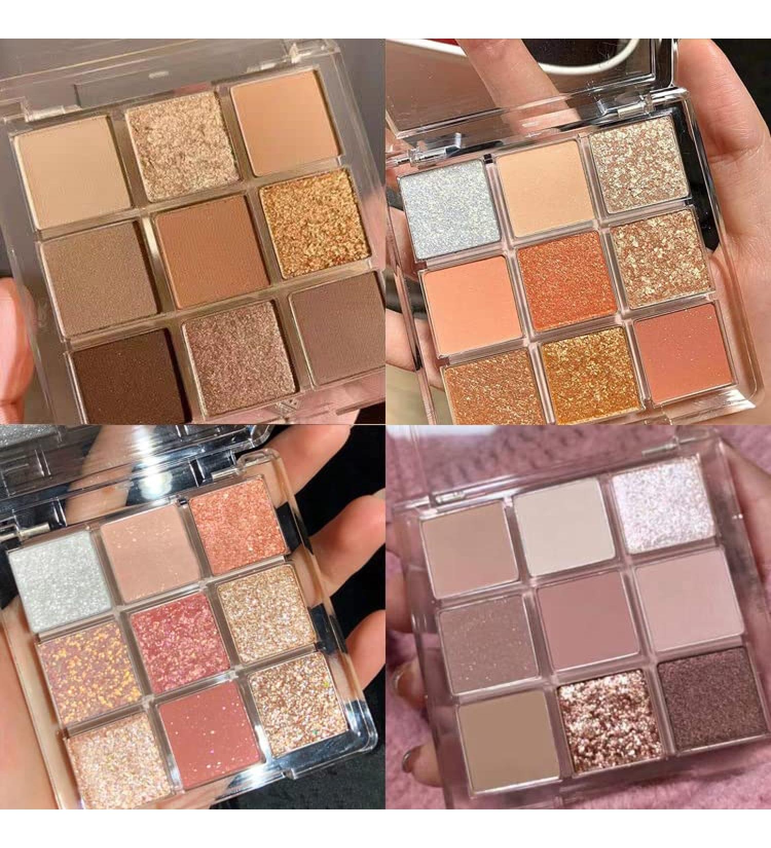 Lovelycat 9 Colors Glitter Eyeshadow Makeup Palette Matte High Pigmented Colorful Creamy Texture Eye Shadow Powder Natural Waterproof Long Lasting Eyeshadow Powder Cosmetics (4PC) - Buy Online on SooperMarket.com