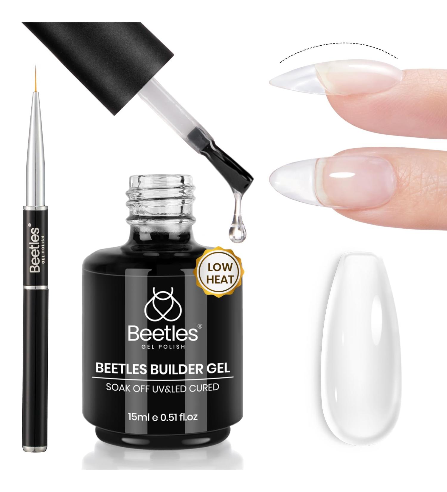 Beetles 7-in-1 Low Heat Builder Gel - 15ml Clear Strengthener with Liner Brush for Nail Art & Design | Perfect Holiday Gift for Women - Buy Online on SooperMarket.com