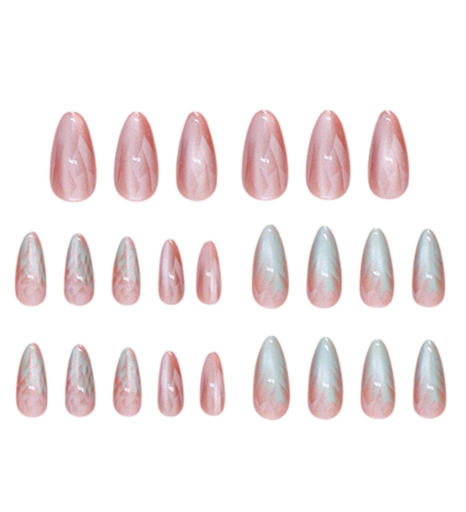 Teksome Medium Press On Nails - Ombre Fake Nails Cat Eye Almond Press On Nails 12 Sizes 24 Artificial Nails For Home Salon Manicure - Buy Online on SooperMarket.com