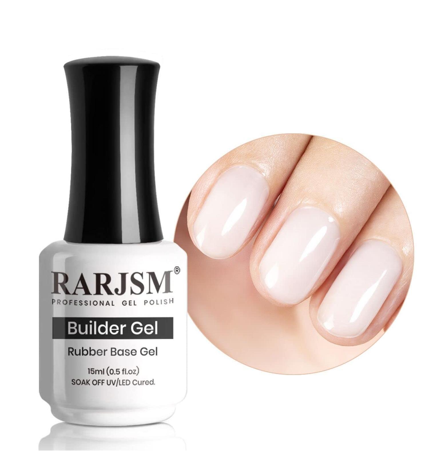 RARJSM Rubber Base Milky White Builder Gel - 15ml | Natural White Nail Strengthener for DIY Home Salon | Soak Off Curing | Builder Gel Soft White Rubber Base Coat - Buy Online on SooperMarket.com