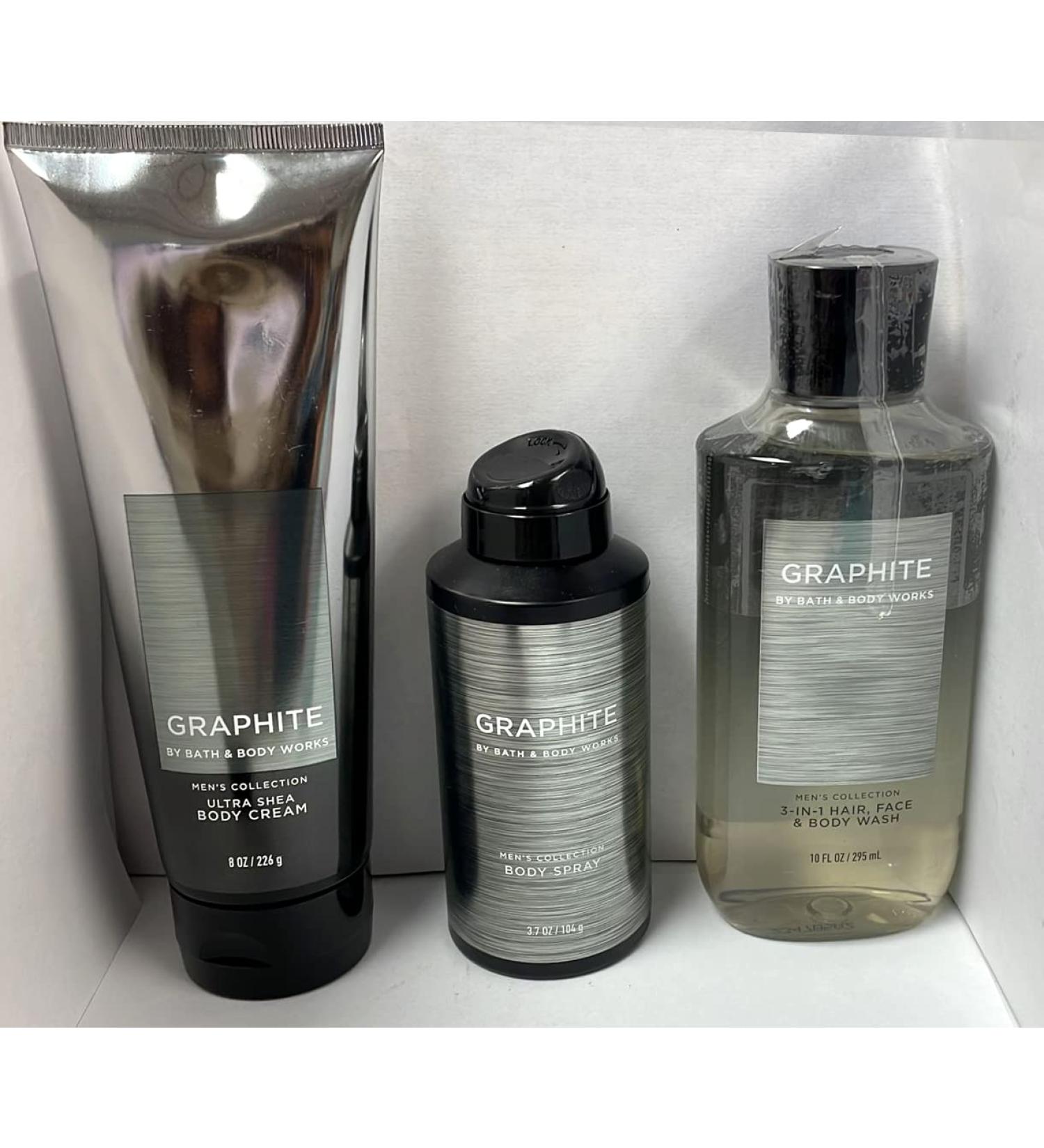 Bath and Body Works Graphite Men's Gift Set - Body Wash, Body Cream, Deodorizing Body Spray | Full Size - Buy Online on SooperMarket.com