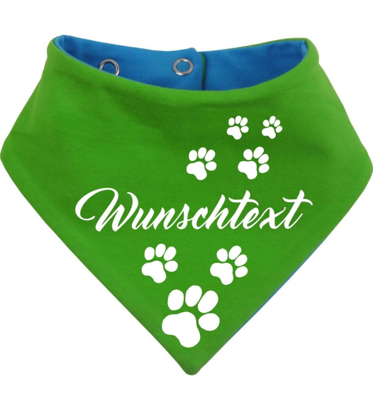 Both-sided multicolor dogs turning cloth (FB: Lime-Royal) (Gr.5- HU 52-60 cm) with your desired text size 5- neck circumference 52- 60 cm LIEMGEEN-ROYALBLAU