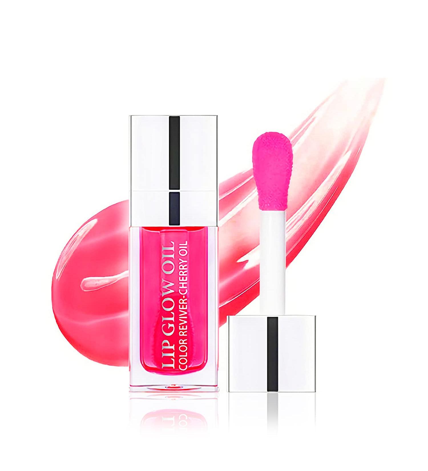 Hydrating Plumping Lip Oil - Tinted Balm for Dry Lips | Long Lasting Nourishment & Glitter Shine | Non-sticky Clear Lip Gloss - 6ML - Buy Online on SooperMarket.com