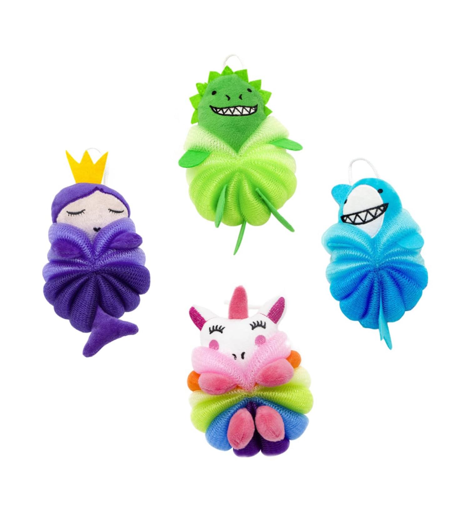 NOLITOY 4pcs Cartoon Bath Scrubber Balls for Kids | Skin-Safe Body Cleaning Tools | Perfect for Fun Bath Time | International Shipping Available - Buy Online on SooperMarket.com