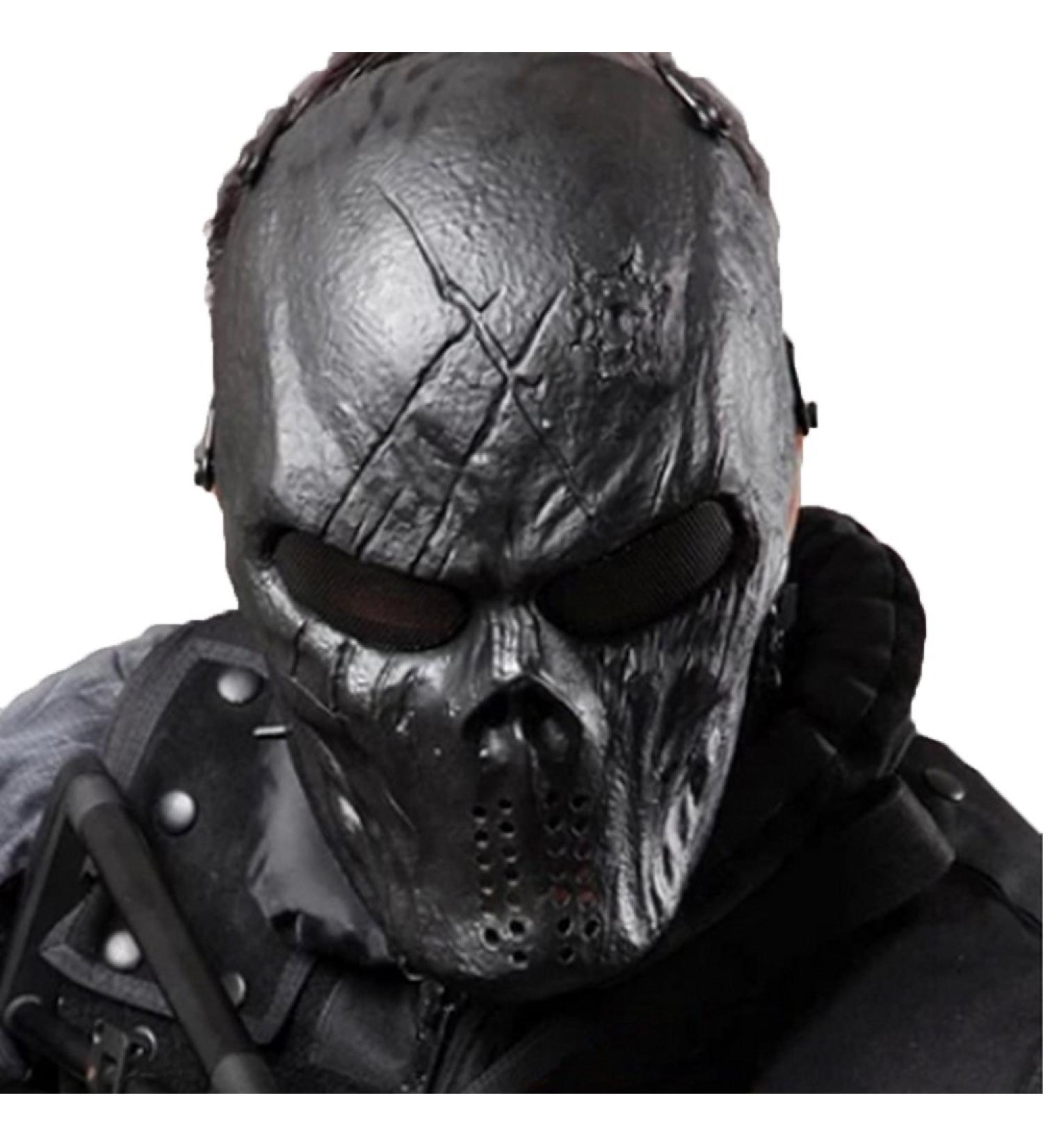 Scary Halloween Skull Airsoft Mask with Metal Mesh Eye Protection - Perfect for War Games, Cosplay, and Parties - Buy Online on SooperMarket.com