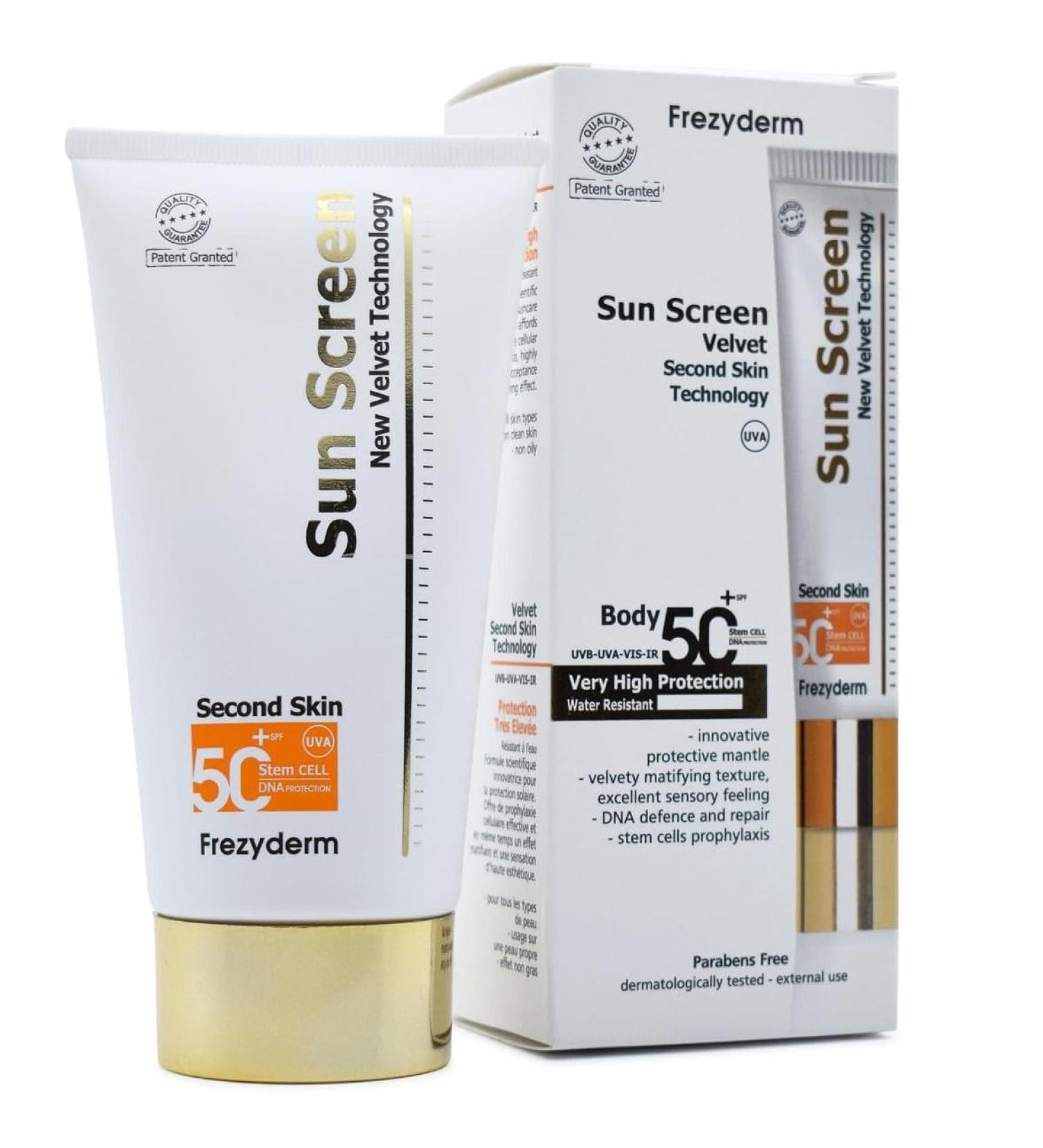 FrezyDerm Sun Screen Velvet - SPF 50+ Body Protection with Second Skin Technology | International Shipping Available - Buy Online on SooperMarket.com