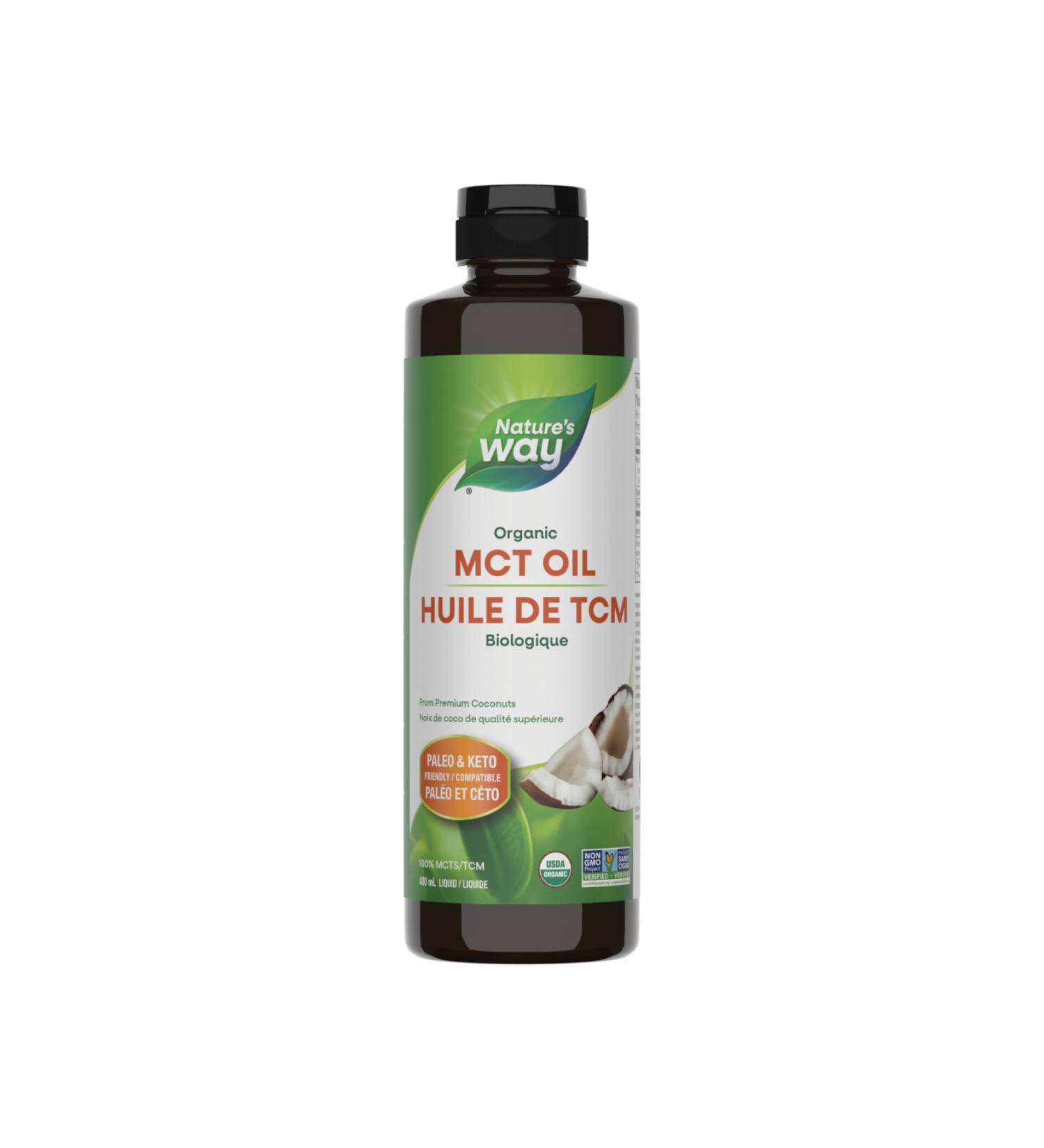 Nature's Way 100% Pure MCT Oil From Coconut Paleo and Keto friendly Certified Organic Non-GMO Project Verified Vegetarian Gluten-free Flavourless No Filler Oils 480 mL - Buy Online on SooperMarket.com