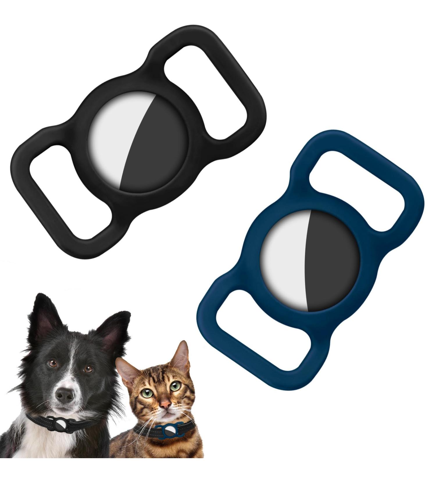 Ainiv Silicone Protection Case for Apple Airtag - 2-Piece Set in Black & Blue | Durable Pet Collar Accessories for Dog & Cat Tracking - Buy Online on SooperMarket.com