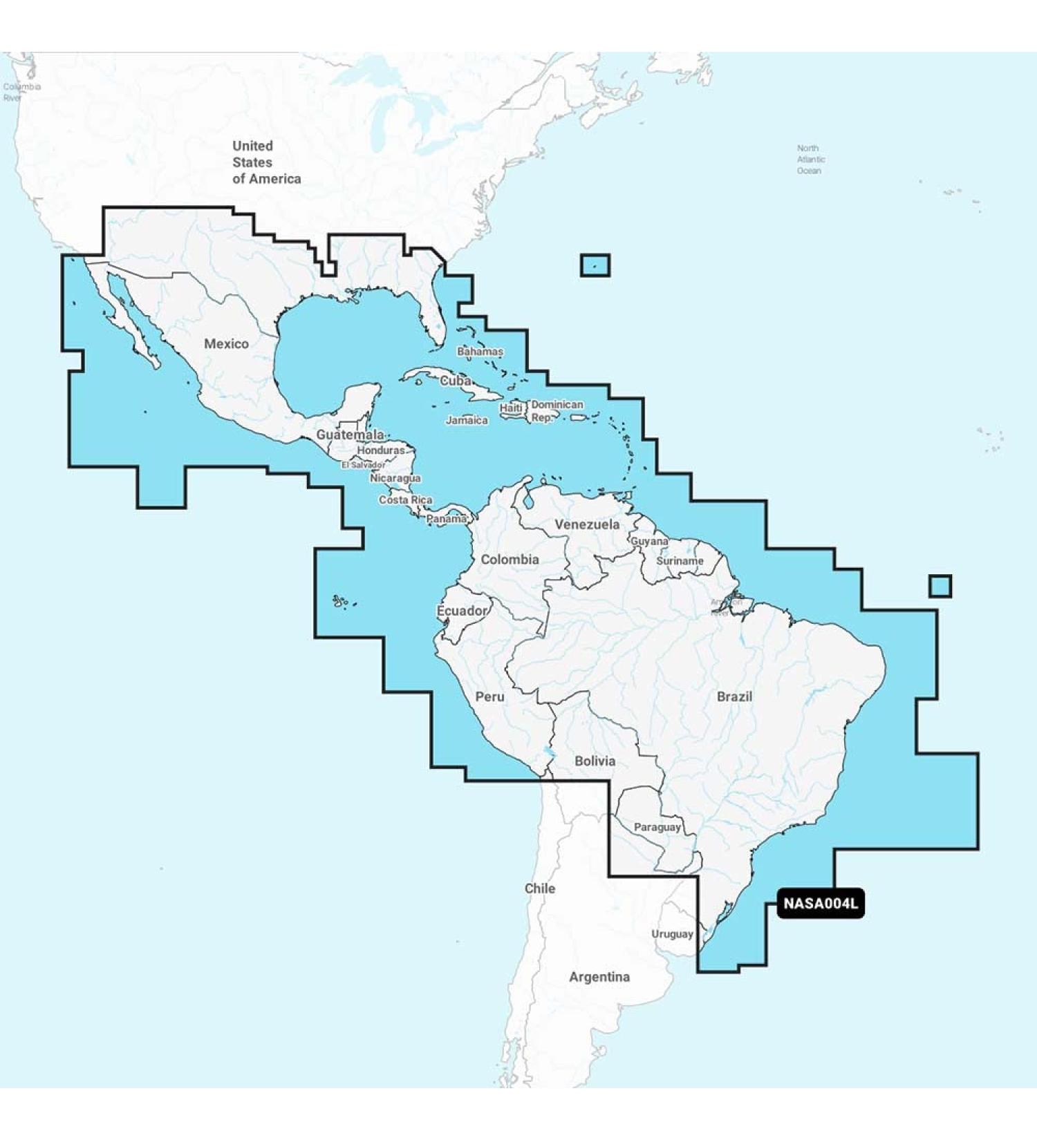 Navionics Marine Cartography Mexico, Caribbean to Brazil, Black